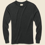 Essential Waffle Crewneck - Black - Faherty - STAG Provisions - Tops - L/S Knit