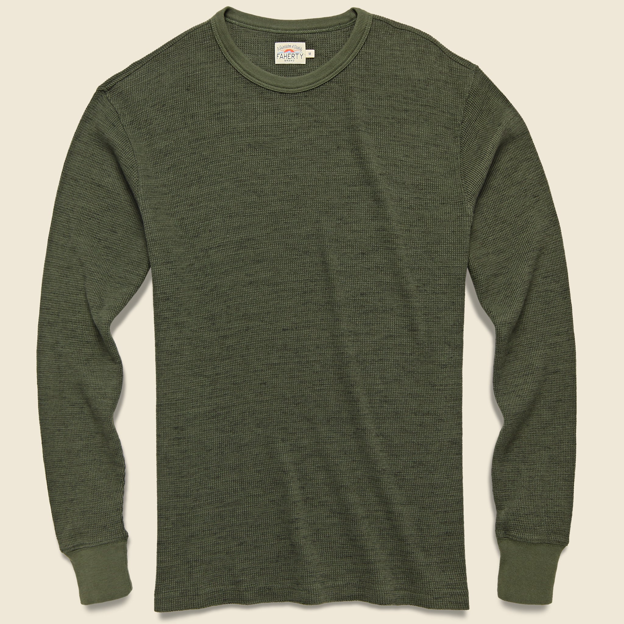 Essential Waffle Crewneck - Olive - Faherty - STAG Provisions - Tops - L/S Knit