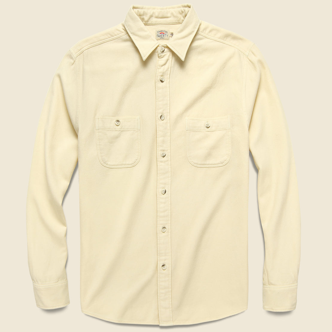 Faherty Brushed Alpine Flannel - Cream