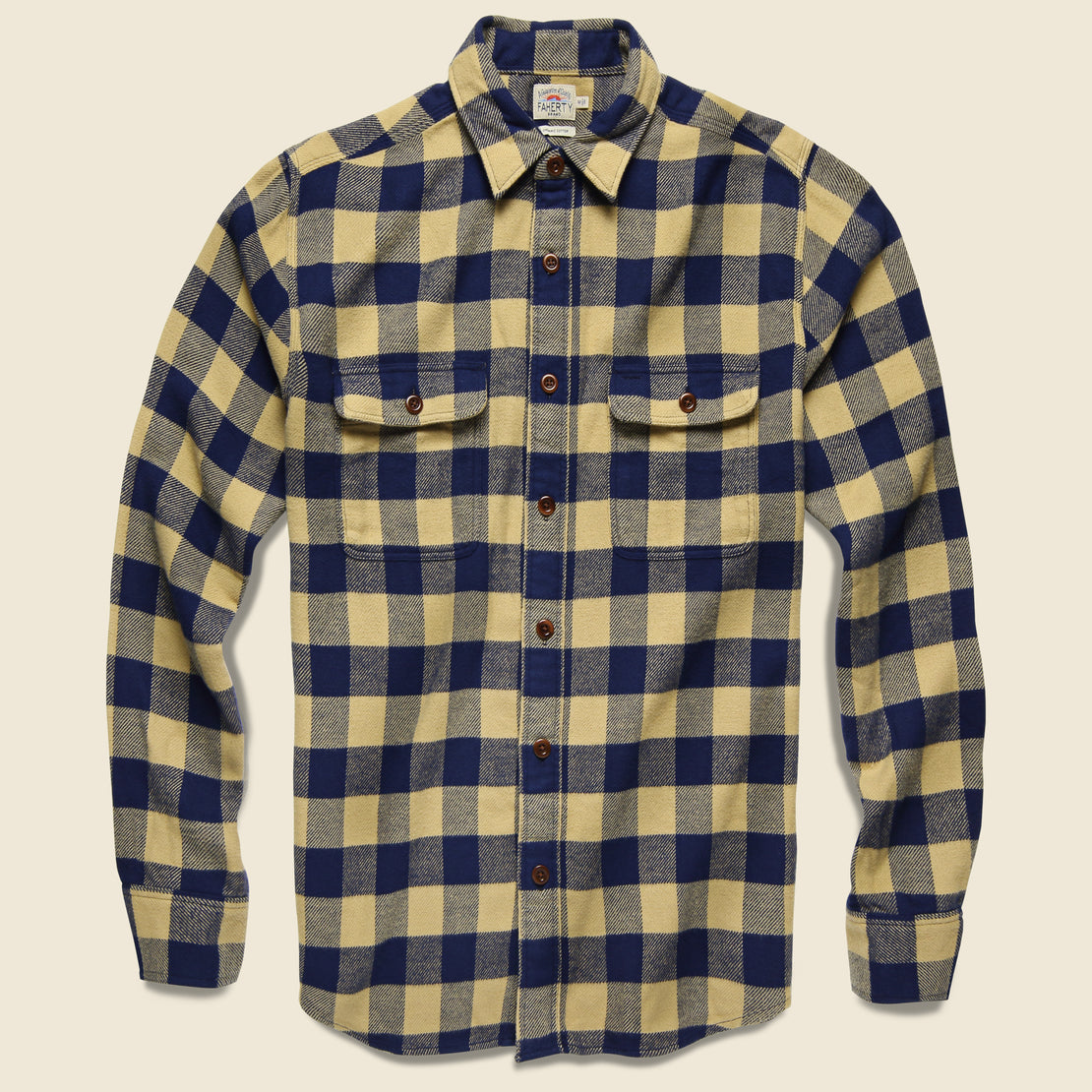 Faherty Vintage Twill Flannel - Navy/Gold