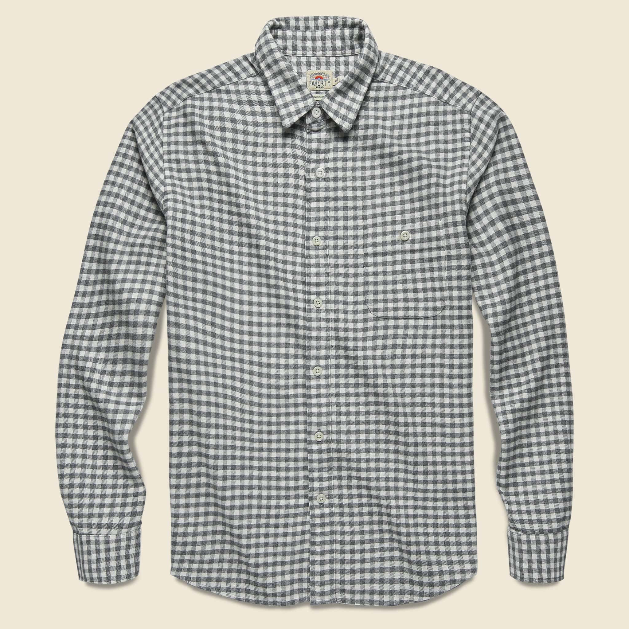 Stretch Seaview Flannel - Cream Charcoal Gingham - Faherty - STAG Provisions - Tops - L/S Woven - Plaid