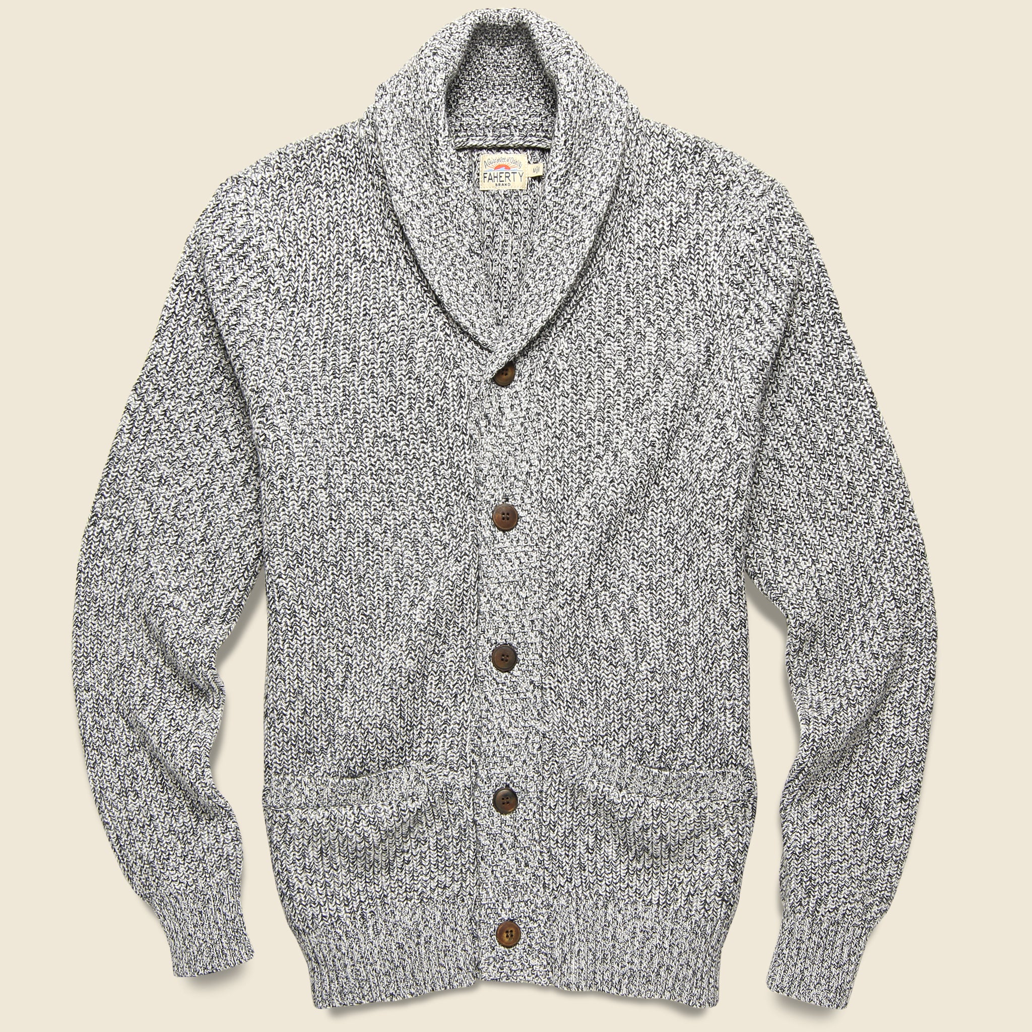 Marled Cotton Cardigan - Light Grey - Faherty - STAG Provisions - Tops - Sweater