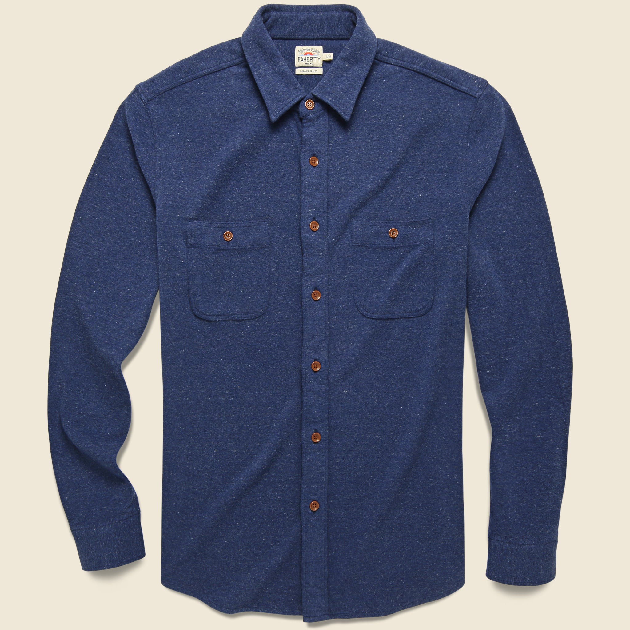 Knit Alpine Shirt- Navy Heather - Faherty - STAG Provisions - Tops - L/S Woven - Solid