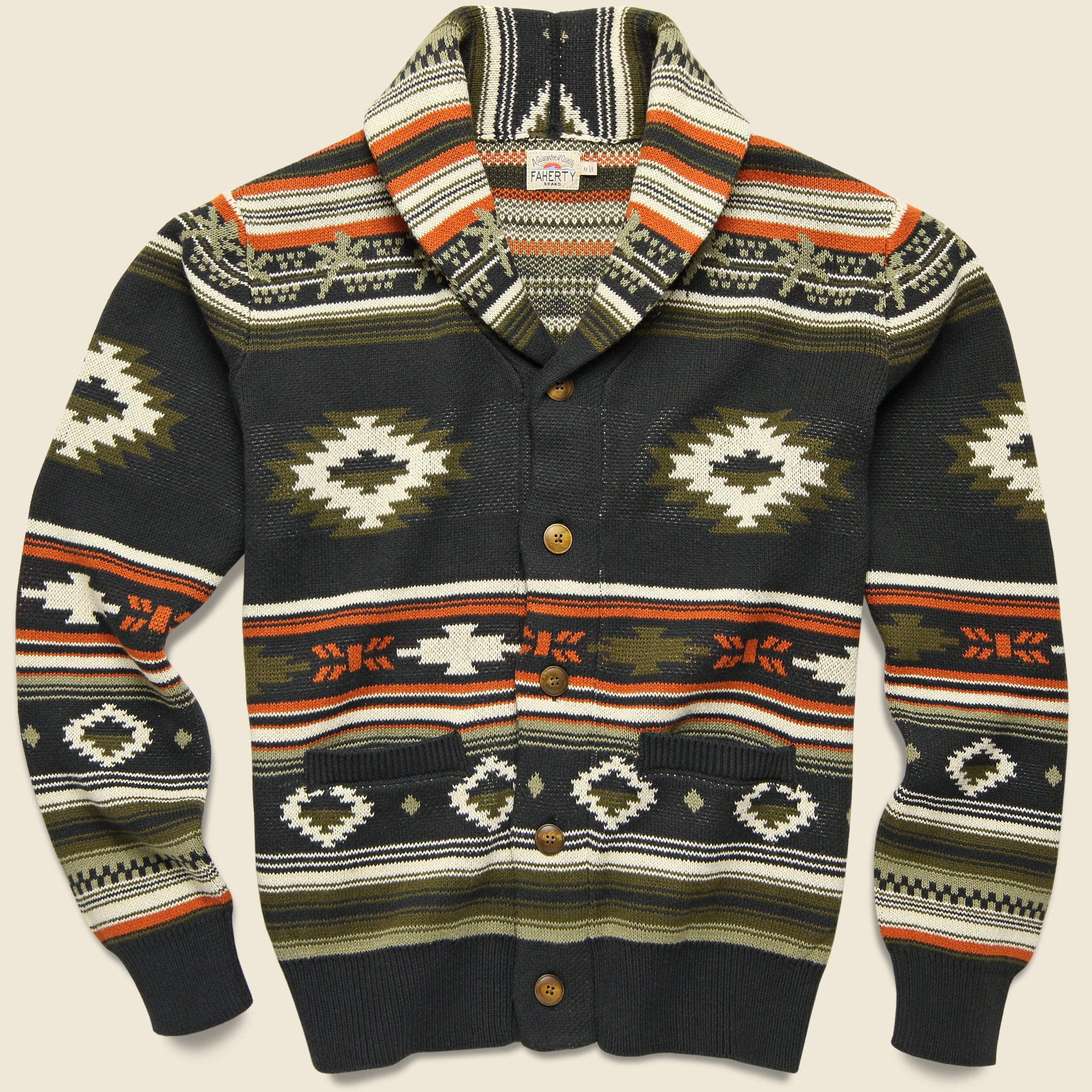 Novelty Shawl Cardigan - Dark Palm Isle - Faherty - STAG Provisions - Tops - Sweater