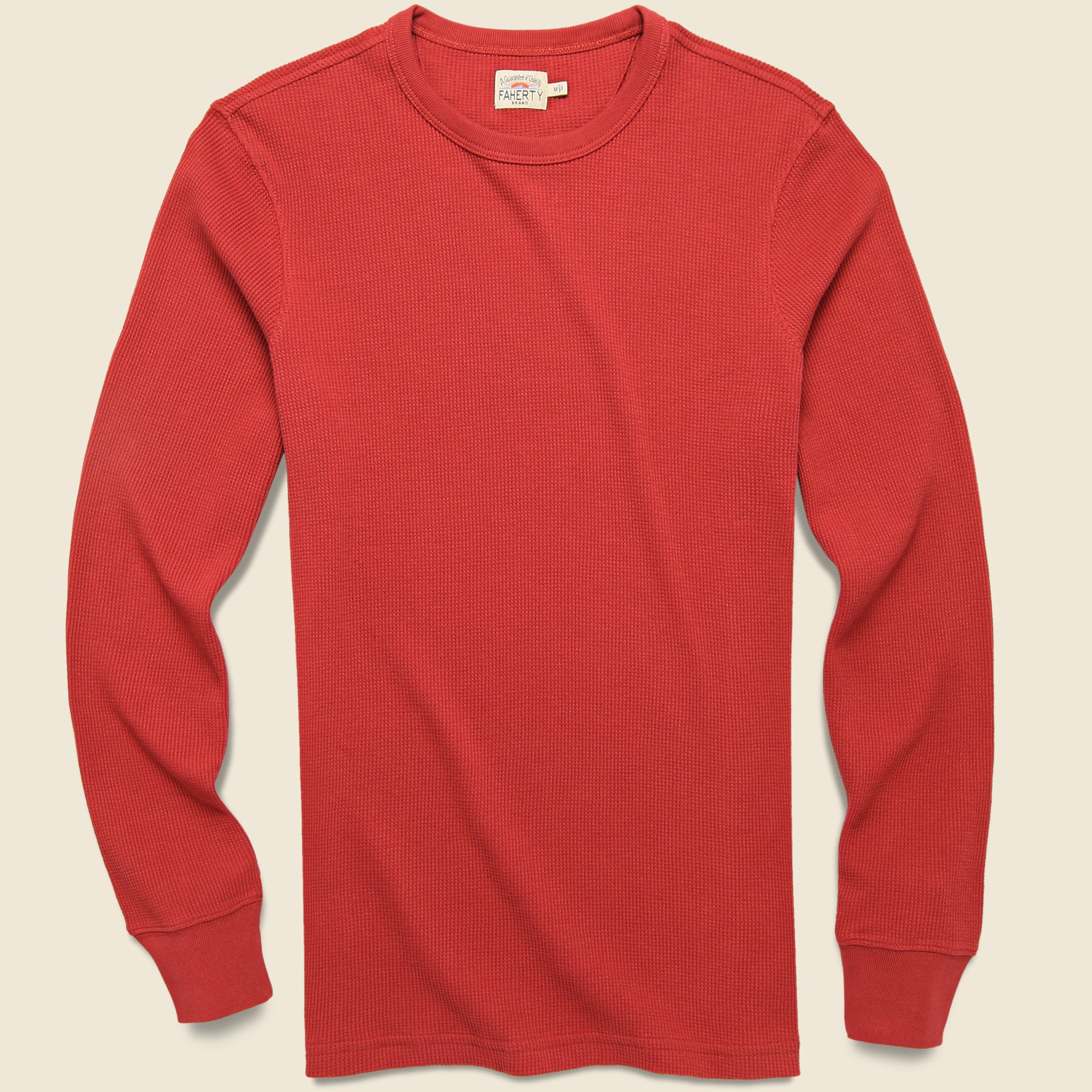 Essential Waffle Crewneck - Barn Red - Faherty - STAG Provisions - Tops - L/S Knit