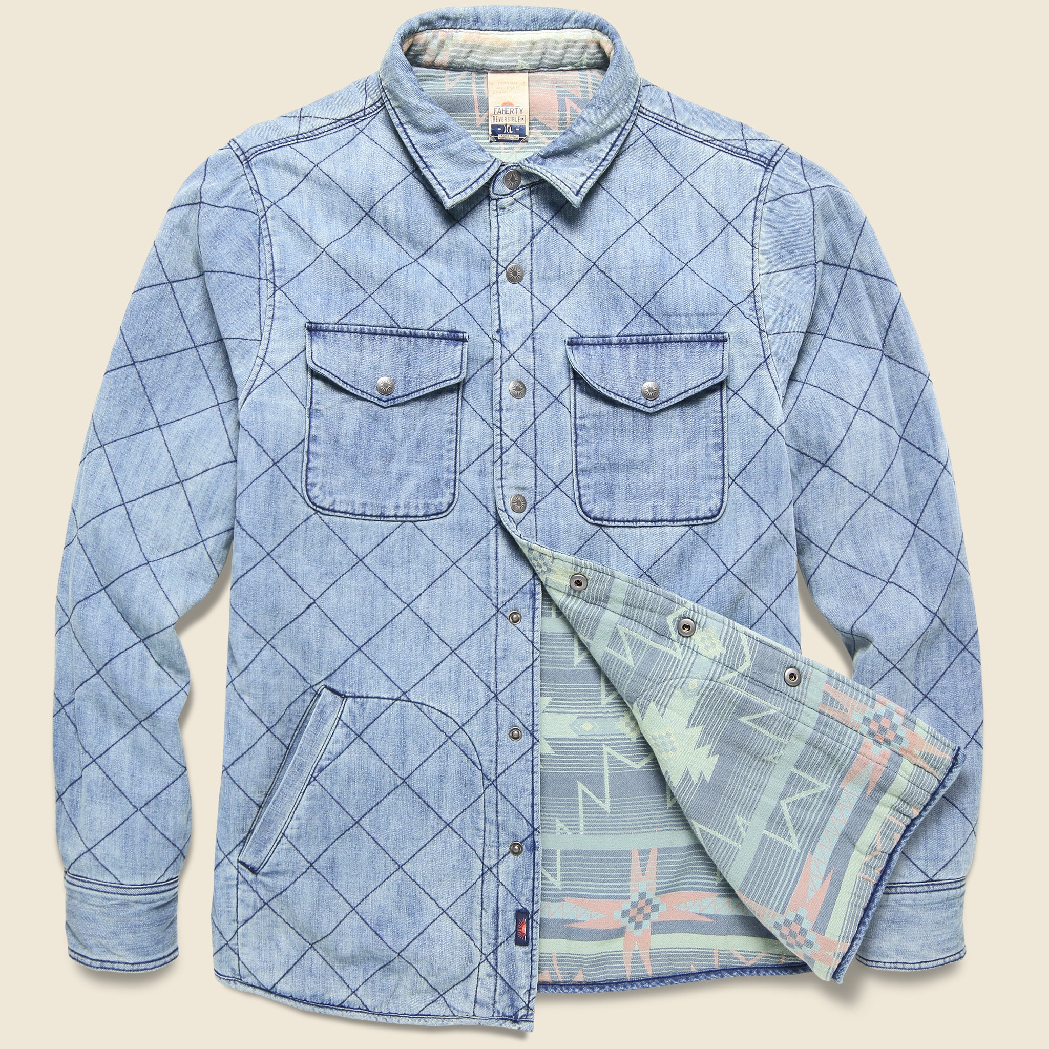 
                          Good Feather Reversible Bondi Jacket - Indigo/Morning Star - Faherty - STAG Provisions - Outerwear - Coat / Jacket
                        