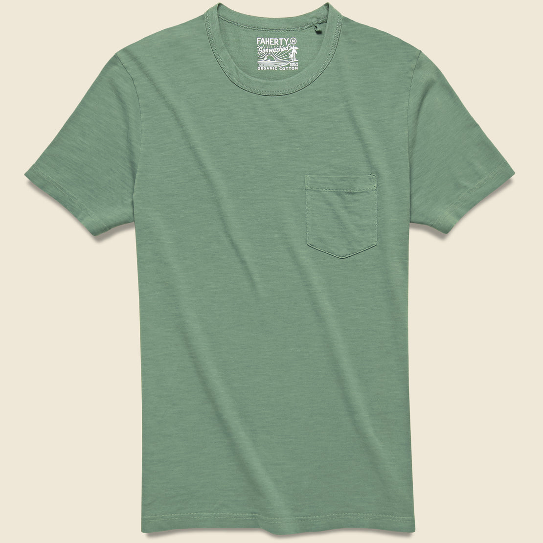Faherty Garment Dyed Pocket Tee - Vail Green