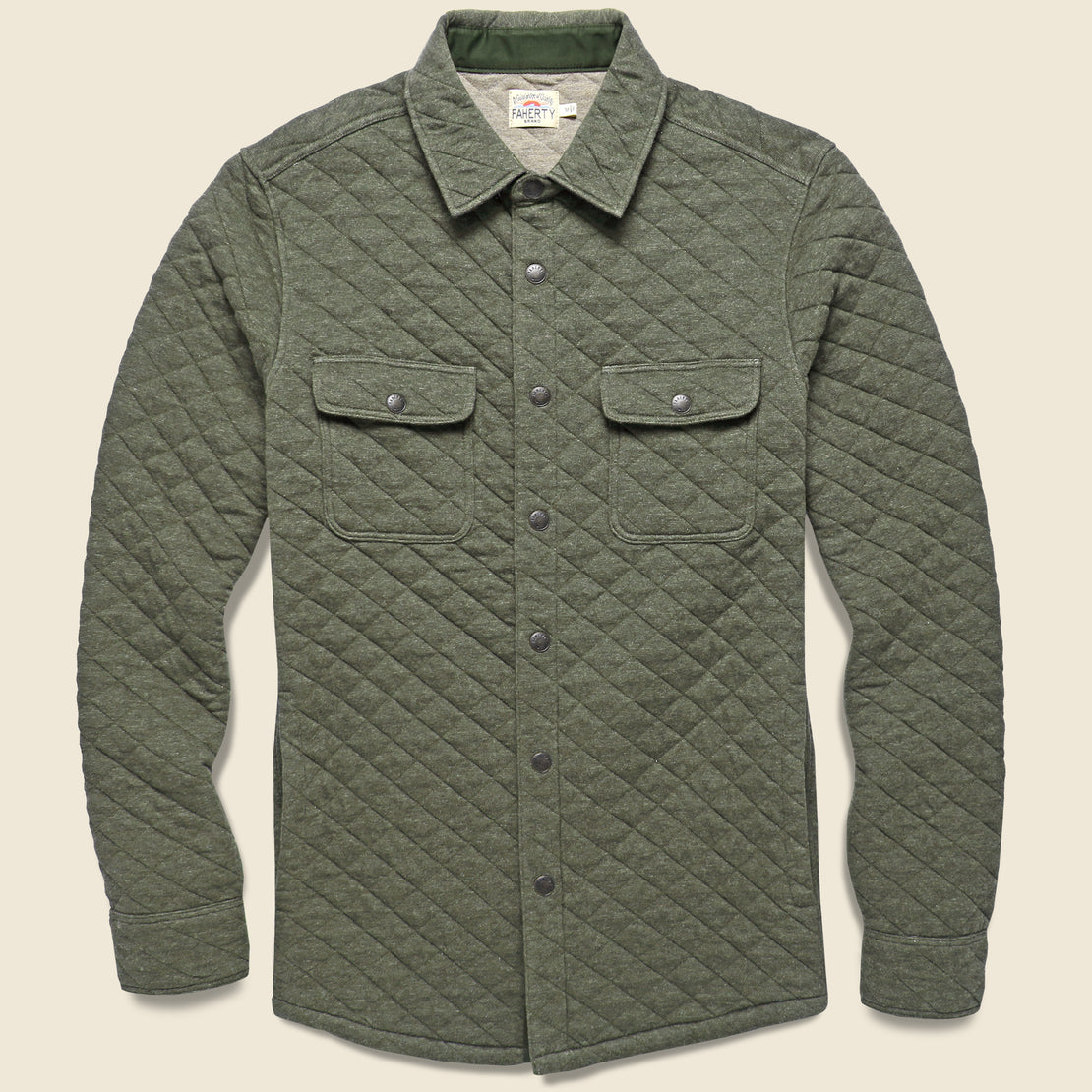 Faherty Epic Quilted Fleece CPO Shirt Jacket - Olive Melange