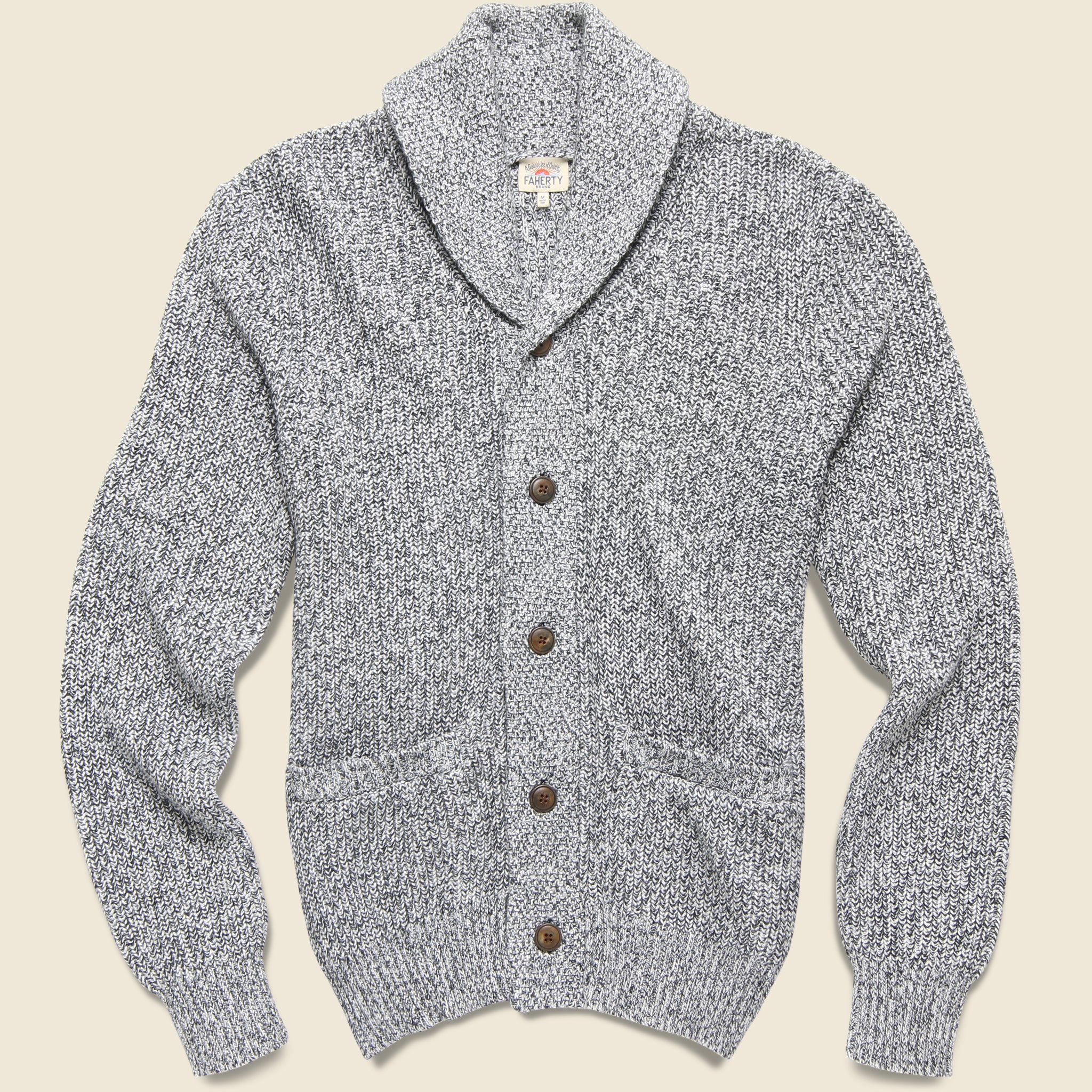 Marled Cotton Cardigan - Light Grey Marl - Faherty - STAG Provisions - Tops - Sweater