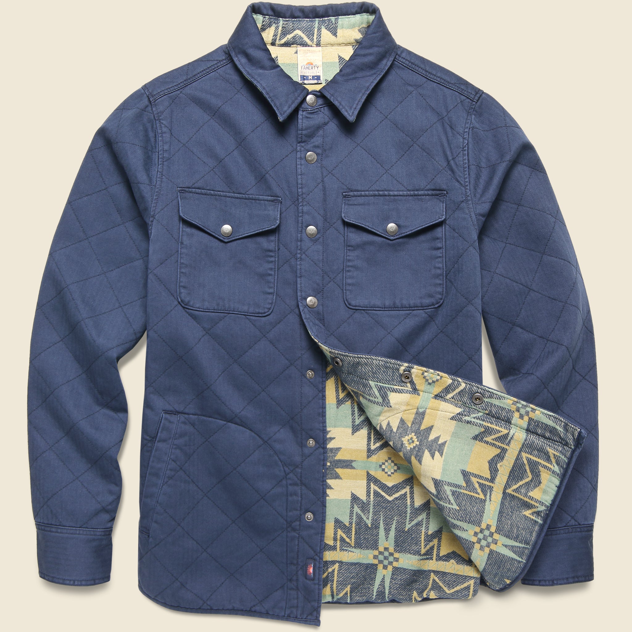 Good Feather Reversible Bondi Jacket - Navy/Ponderosa Star - Faherty - STAG Provisions - Outerwear - Coat / Jacket