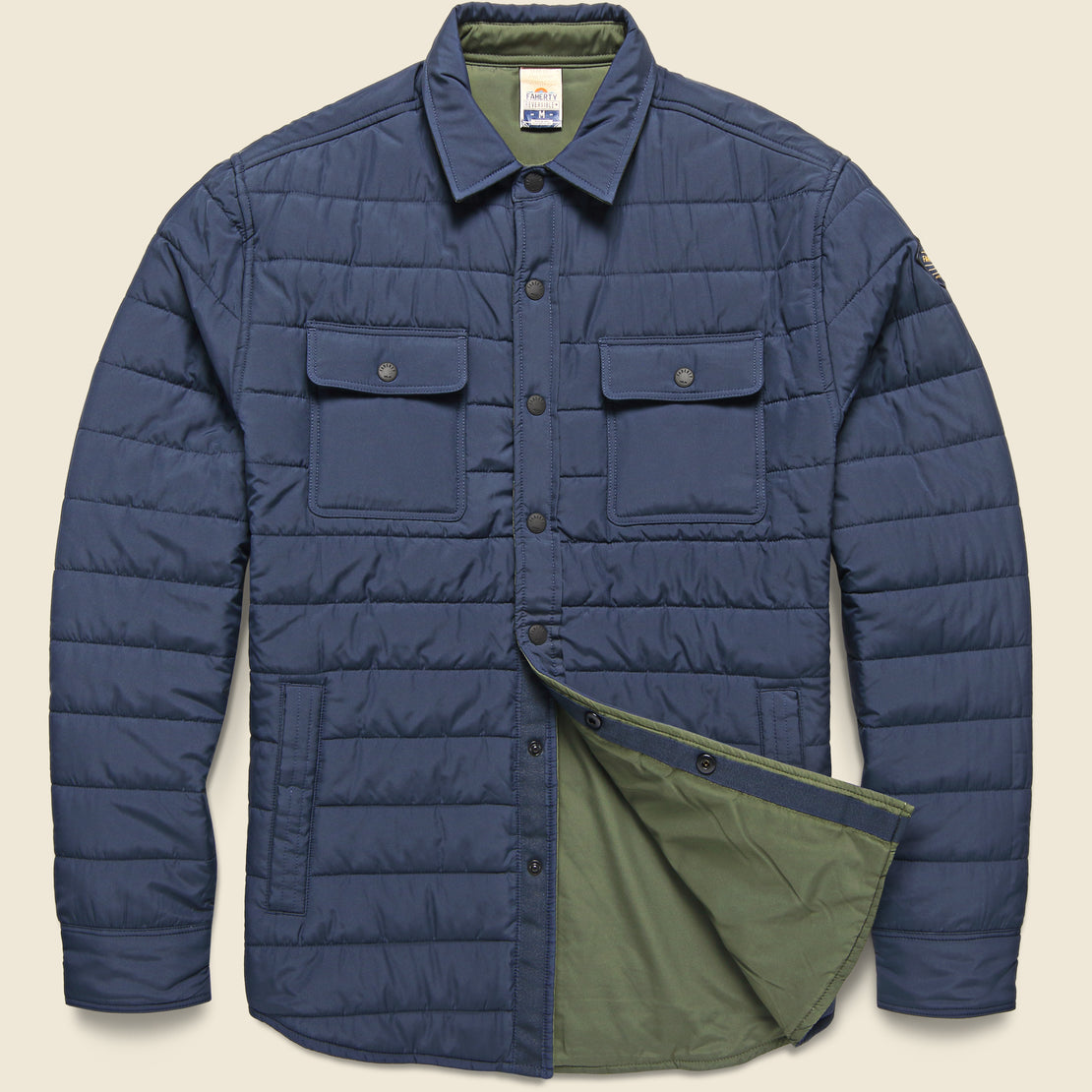 Faherty Atmosphere Reversible Shirt Jacket - Olive/Navy
