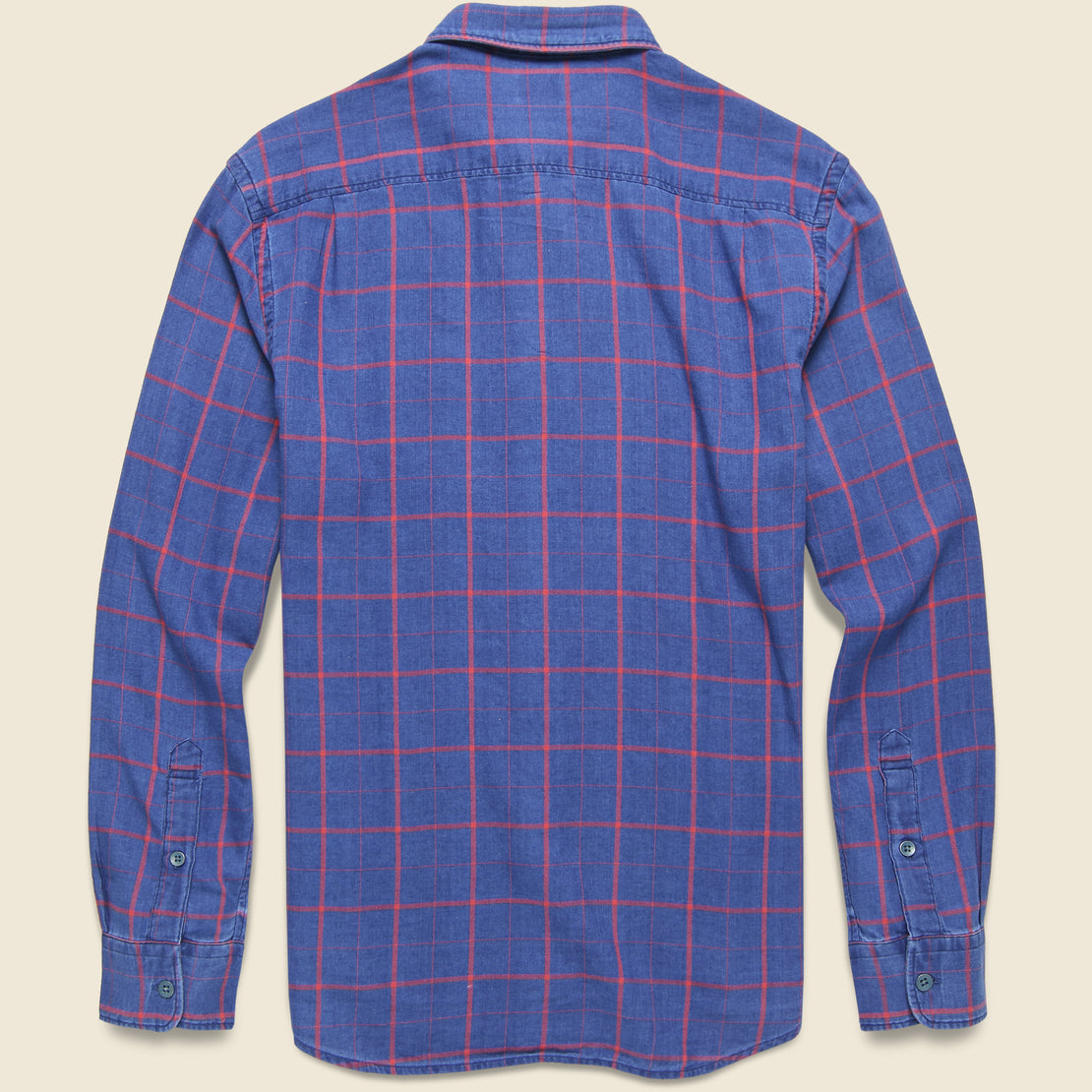 Indigo Windowpane Shirt - Indigo/Red - Faherty - STAG Provisions - Tops - L/S Woven - Plaid