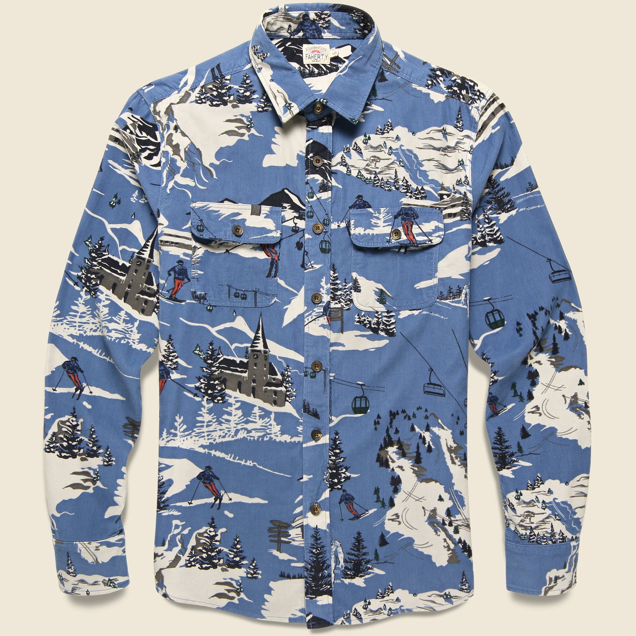 Strag Strich Stretch Cord Shirt - Winter Slopes Print – STAG Provisions