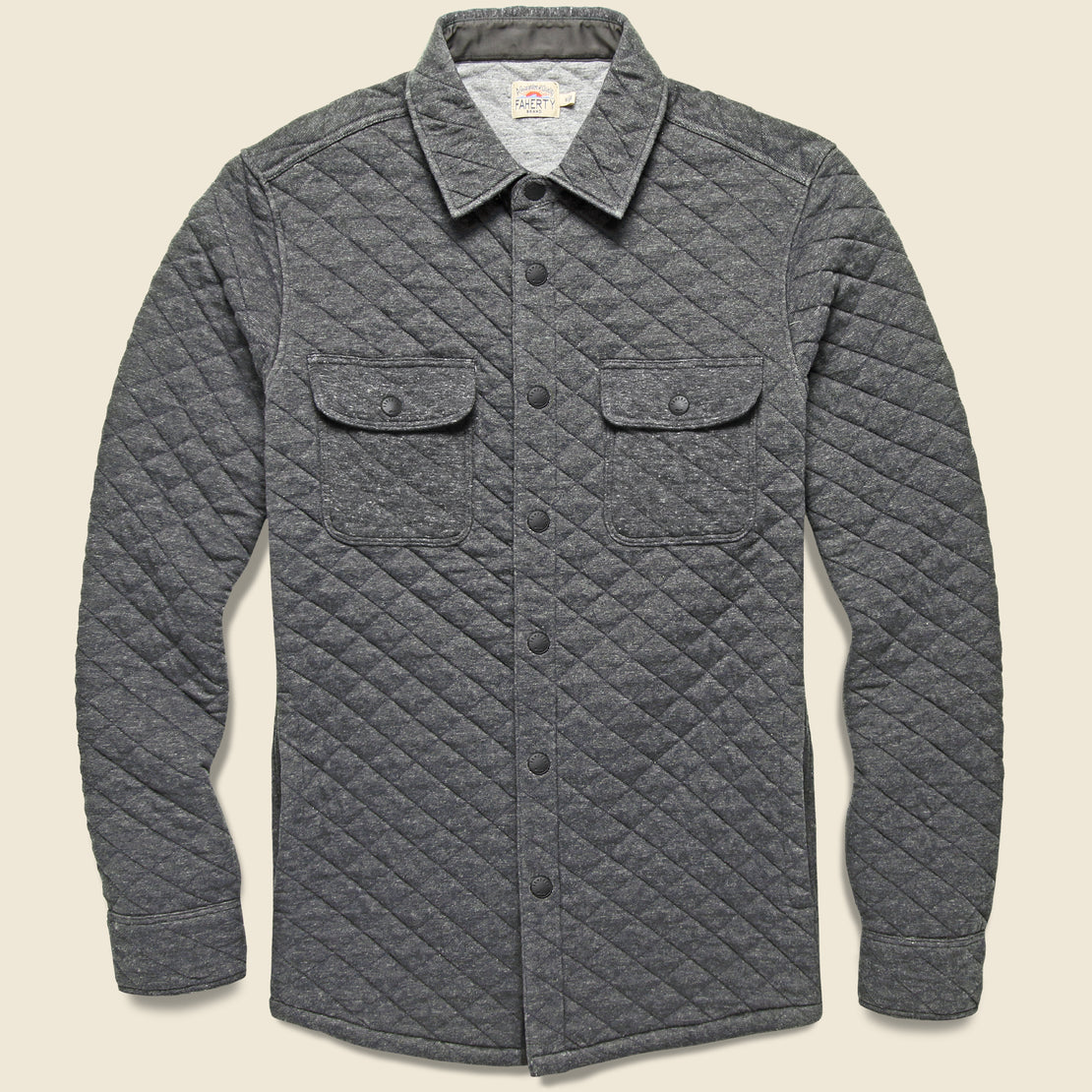 Faherty Epic Quilted Fleece CPO Shirt Jacket - Charcoal Heather