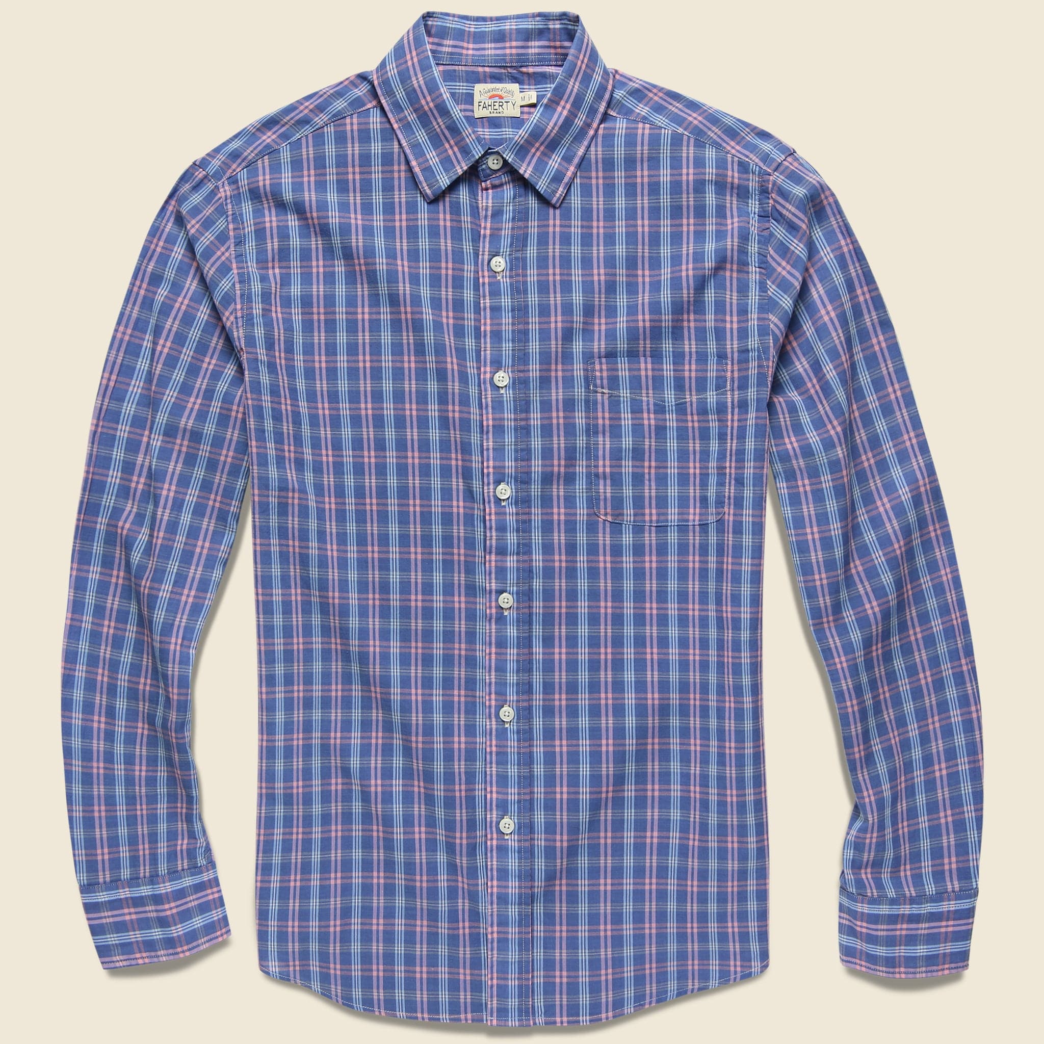 Ventura Shirt - Chambray Blue Plaid - Faherty - STAG Provisions - Tops - L/S Woven - Plaid