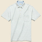 Jersey Beach Polo - White/Light Indigo - Faherty - STAG Provisions - Tops - S/S Knit