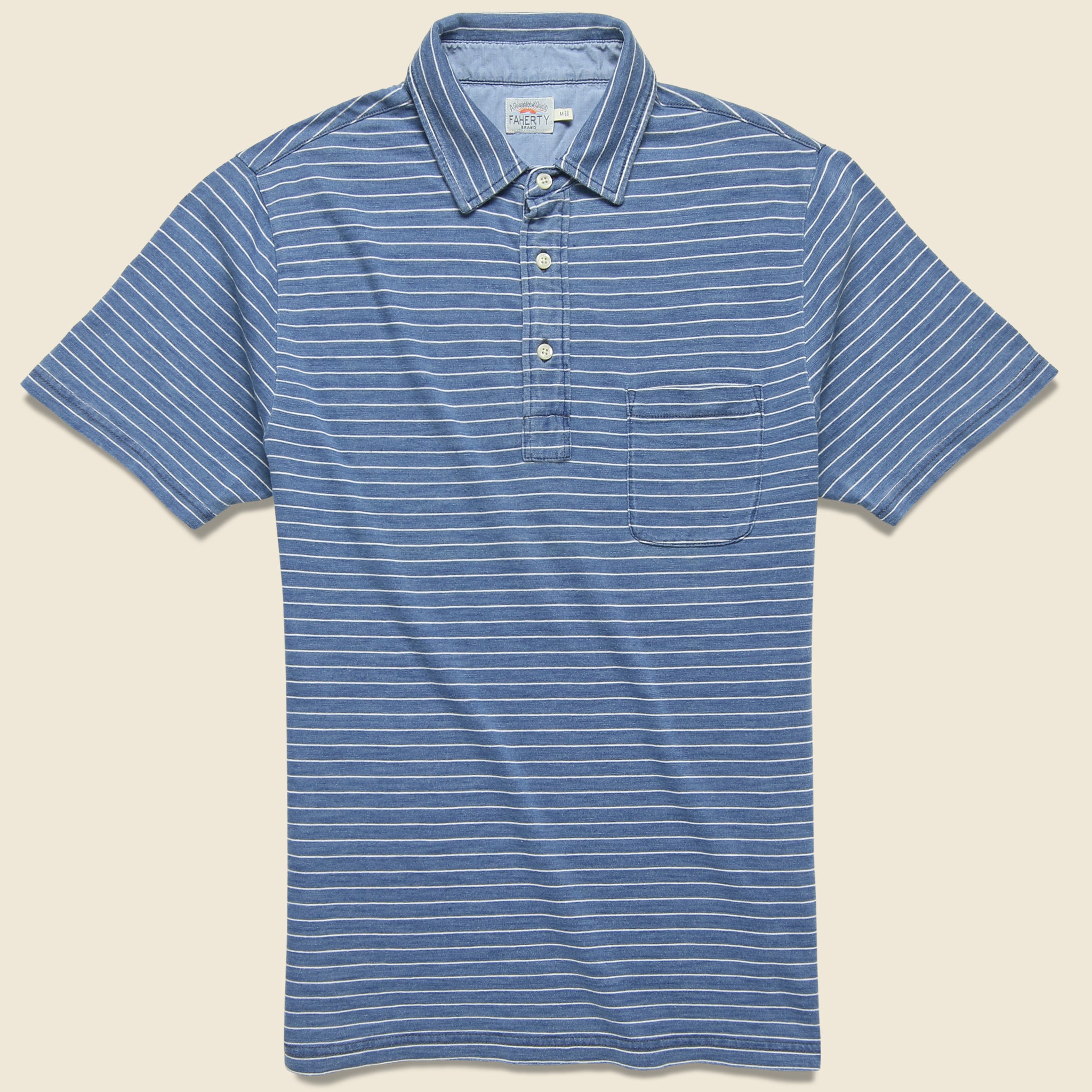 
                          Jersey Beach Polo - Medium Wash/White - Faherty - STAG Provisions - Tops - S/S Knit
                        