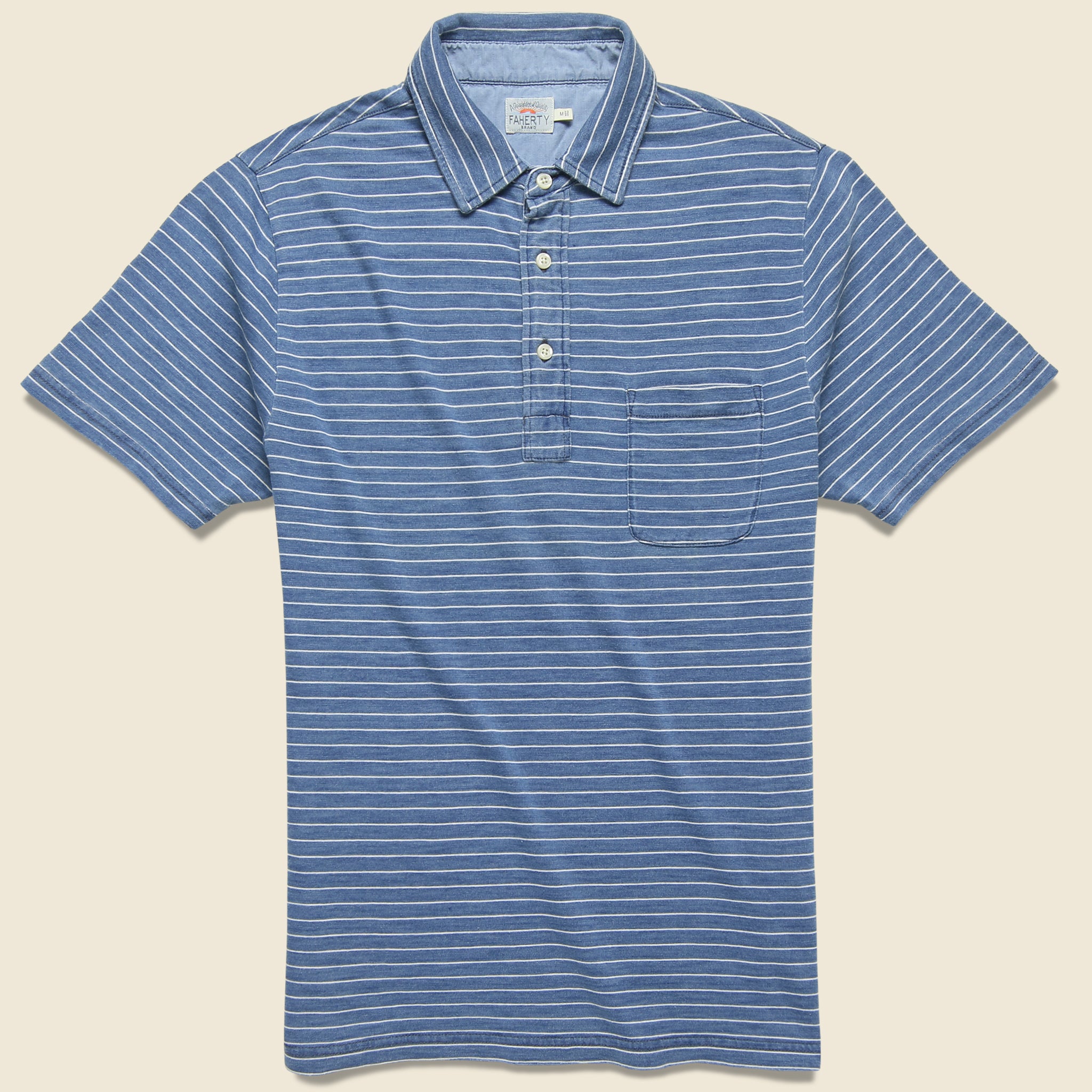 Jersey Beach Polo - Medium Wash/White - Faherty - STAG Provisions - Tops - S/S Knit