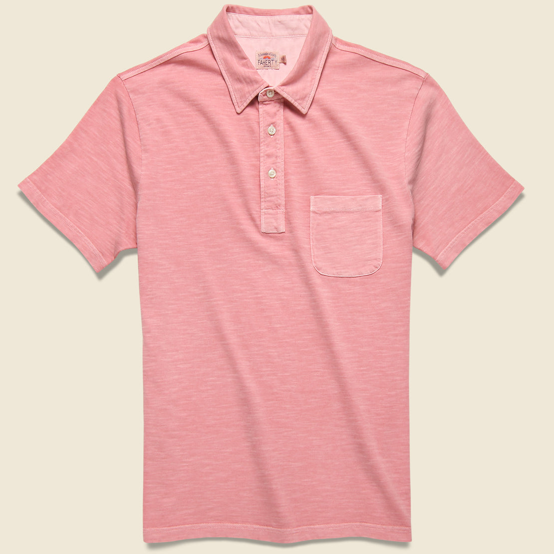 Faherty Garment Dyed Polo Shirt - Rose