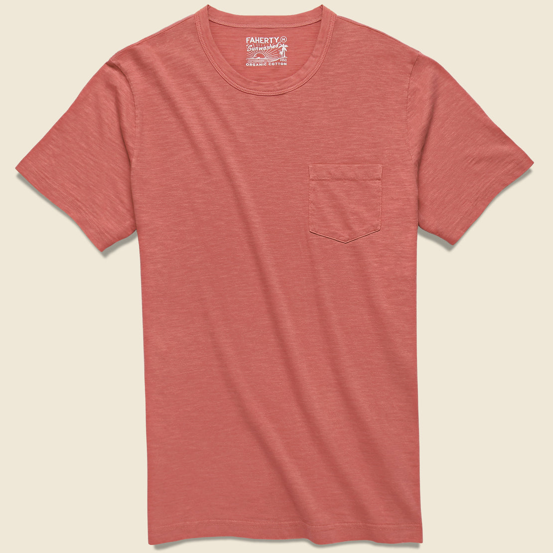 Faherty Garment Dyed Pocket Tee - Hermosa Red