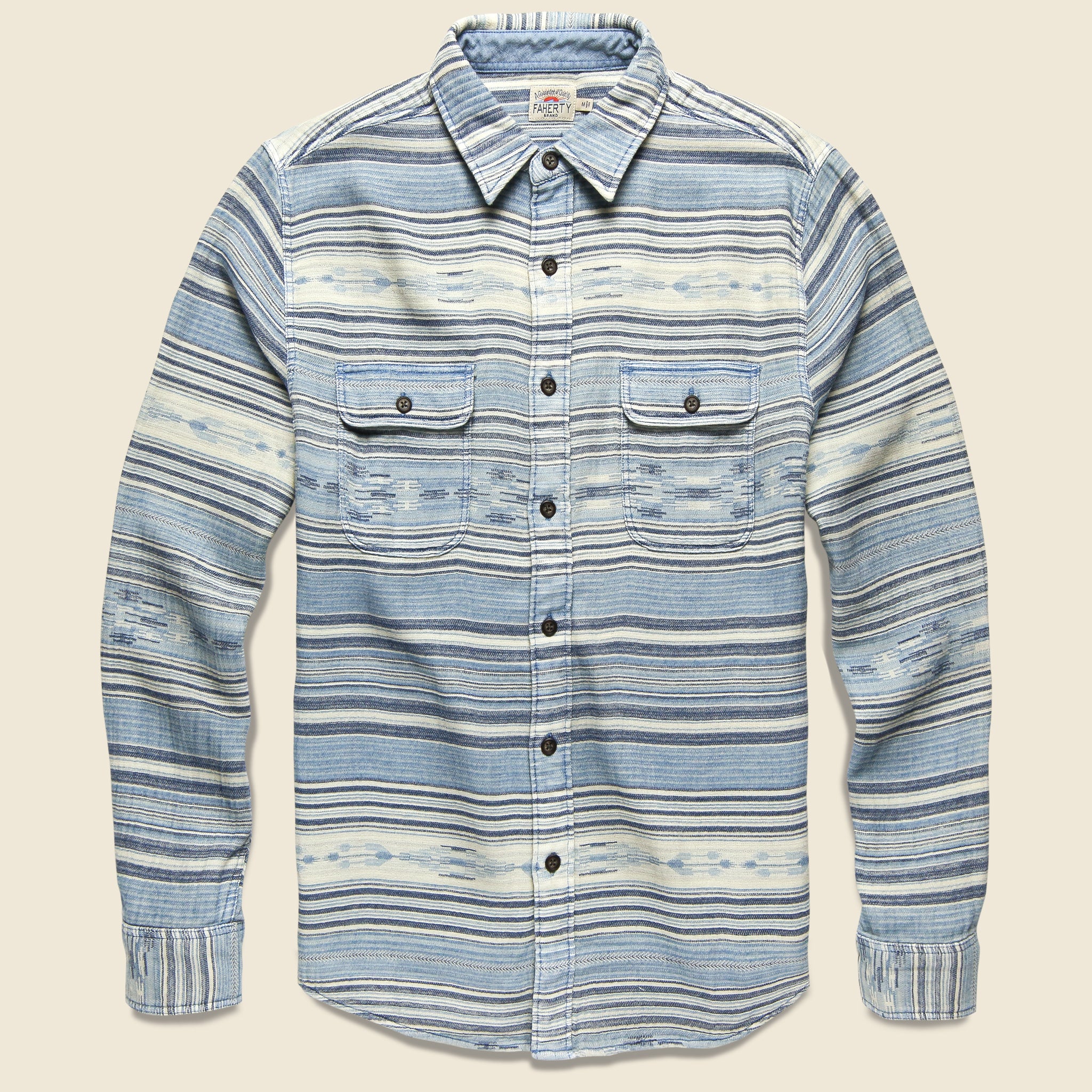 Canyon Overshirt - Indigo Wood Stripe - Faherty - STAG Provisions - Tops - L/S Woven - Overshirt