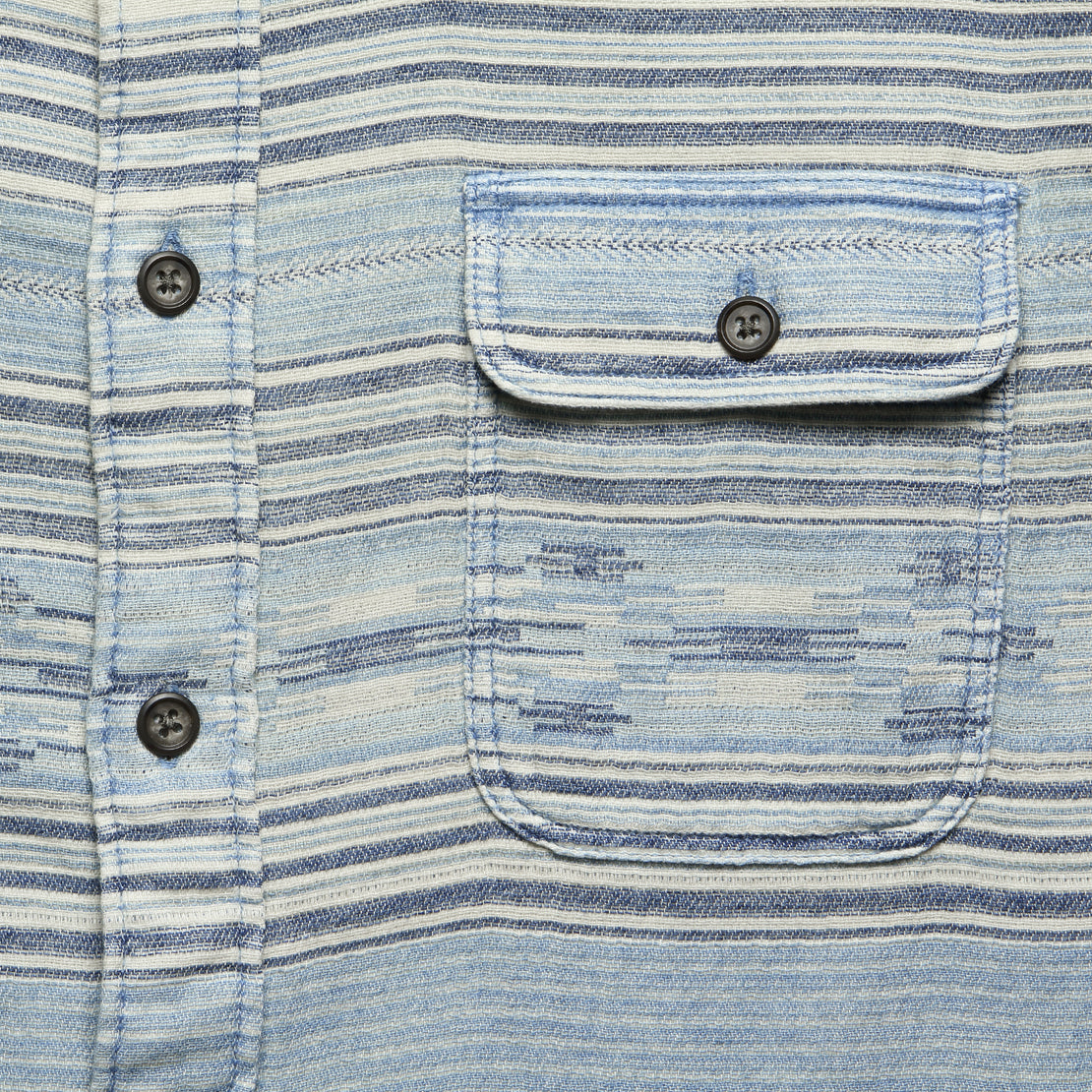 Canyon Overshirt - Indigo Wood Stripe - Faherty - STAG Provisions - Tops - L/S Woven - Overshirt