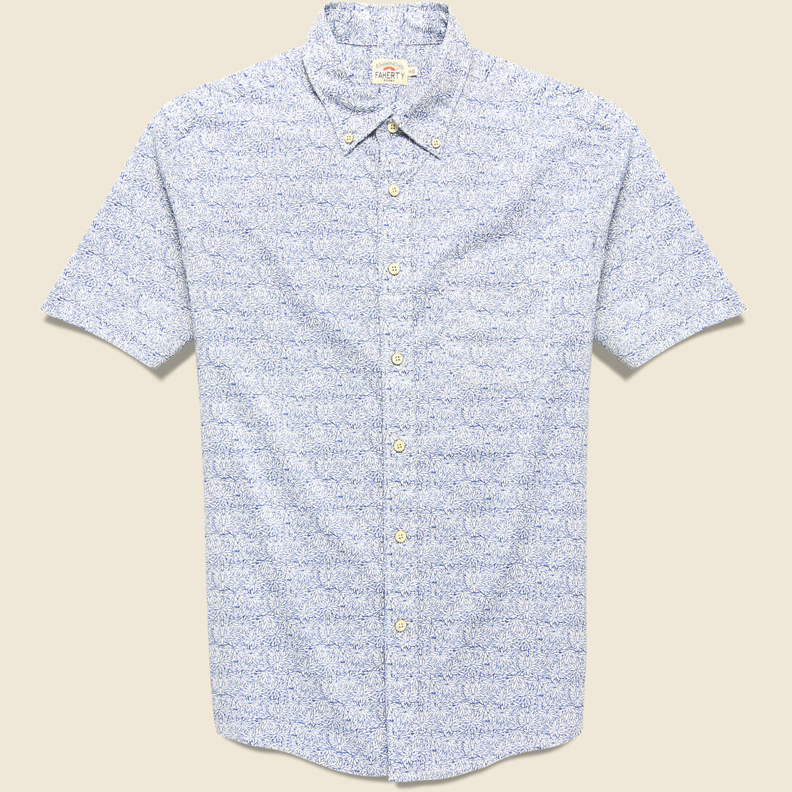 Faherty Playa Shirt - Blue Frond Print