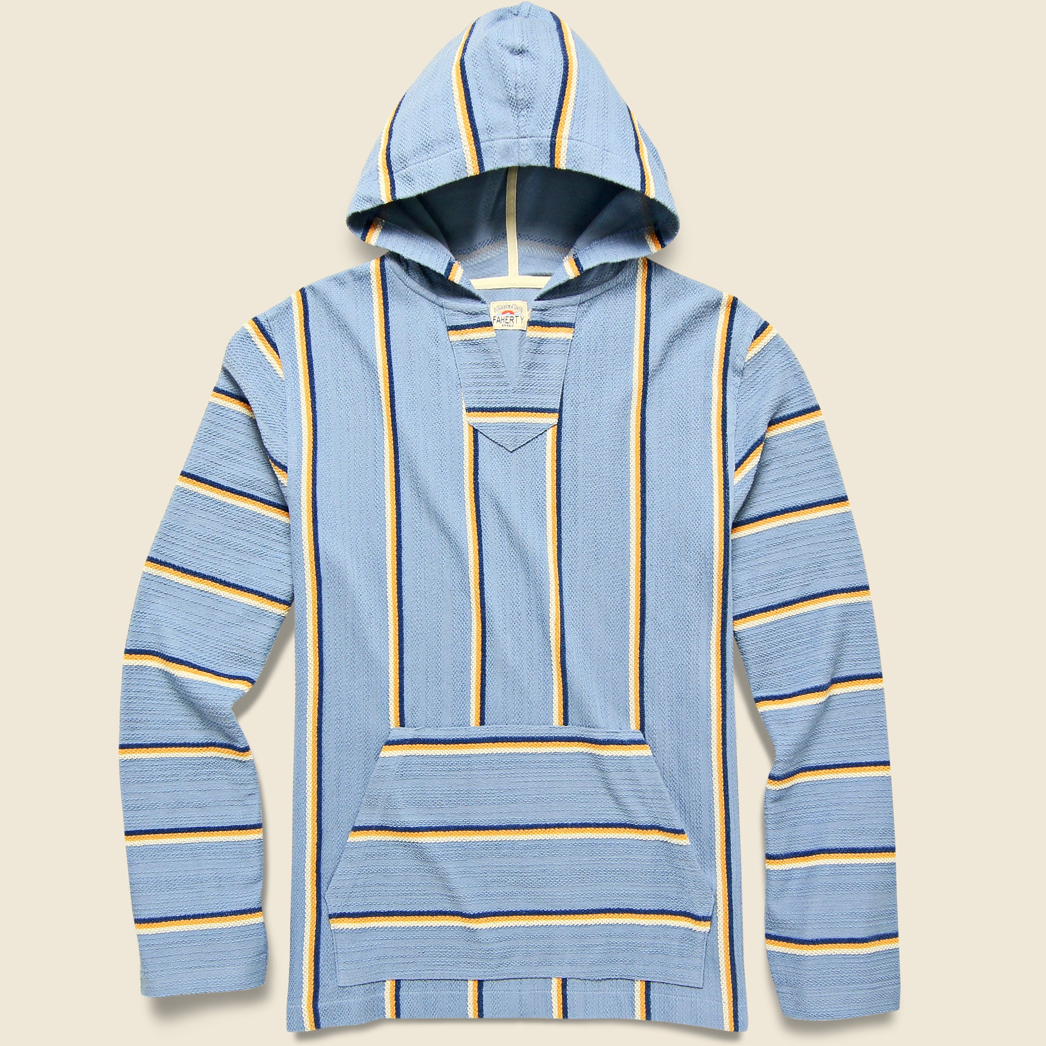 Biarritz Hoodie - Faded Denim Stripe - Faherty - STAG Provisions - Tops - Fleece / Sweatshirt