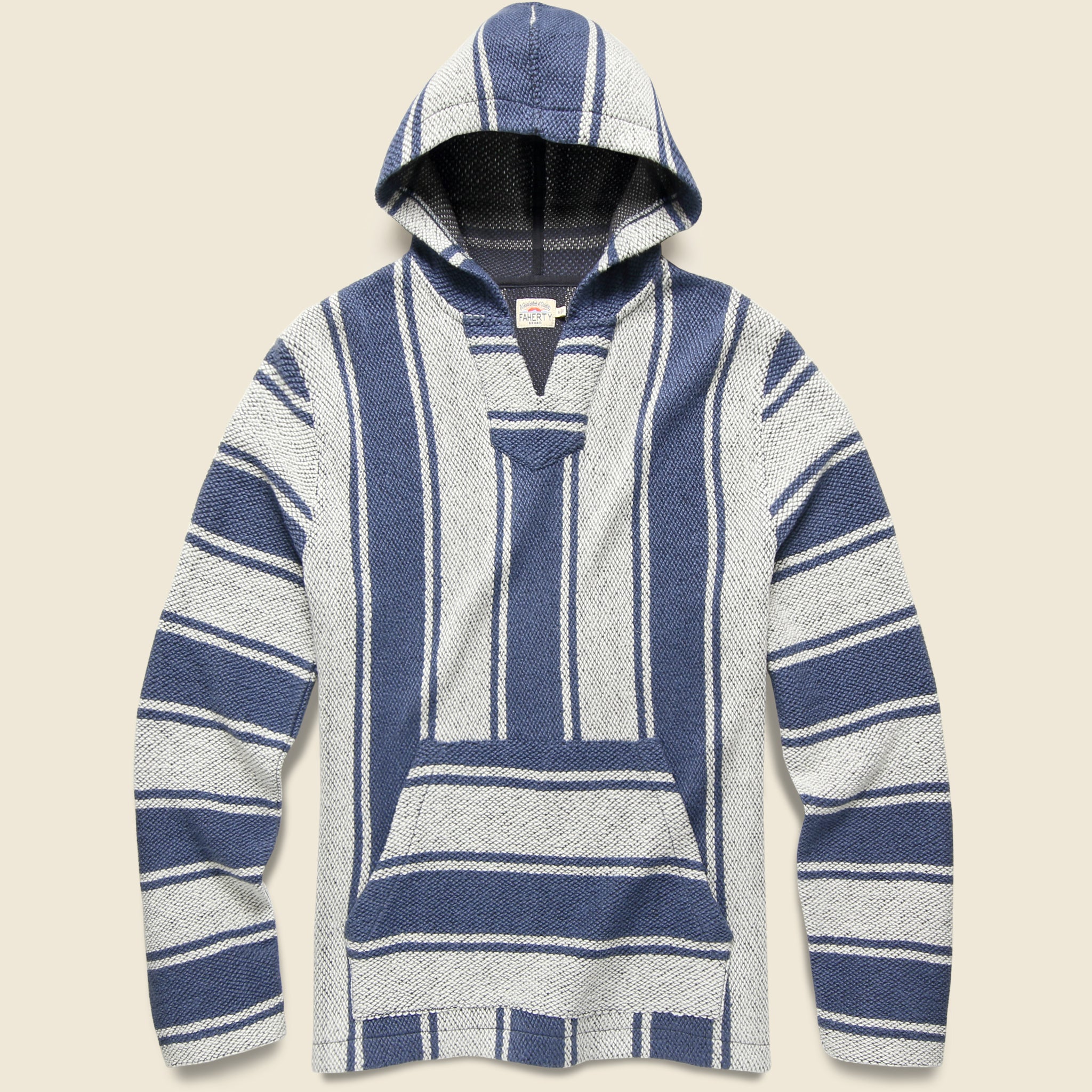 Cascade Hoodie - Cream with Blue Stripe - Faherty - STAG Provisions - Tops - Fleece / Sweatshirt