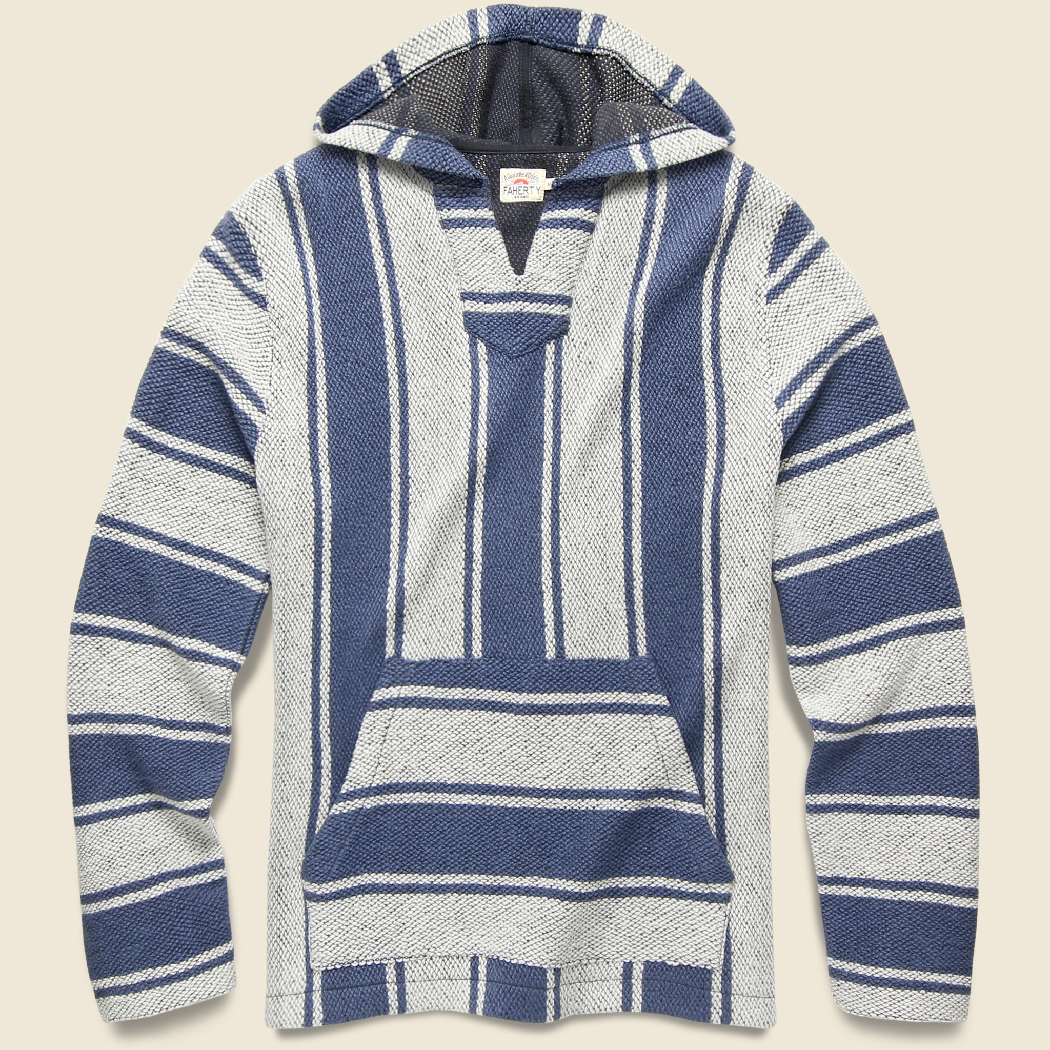 Cascade Hoodie - Cream with Blue Stripe - Faherty - STAG Provisions - Tops - Fleece / Sweatshirt