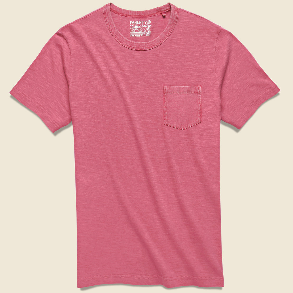 Faherty Garment Dyed Pocket Tee - Hibiscus