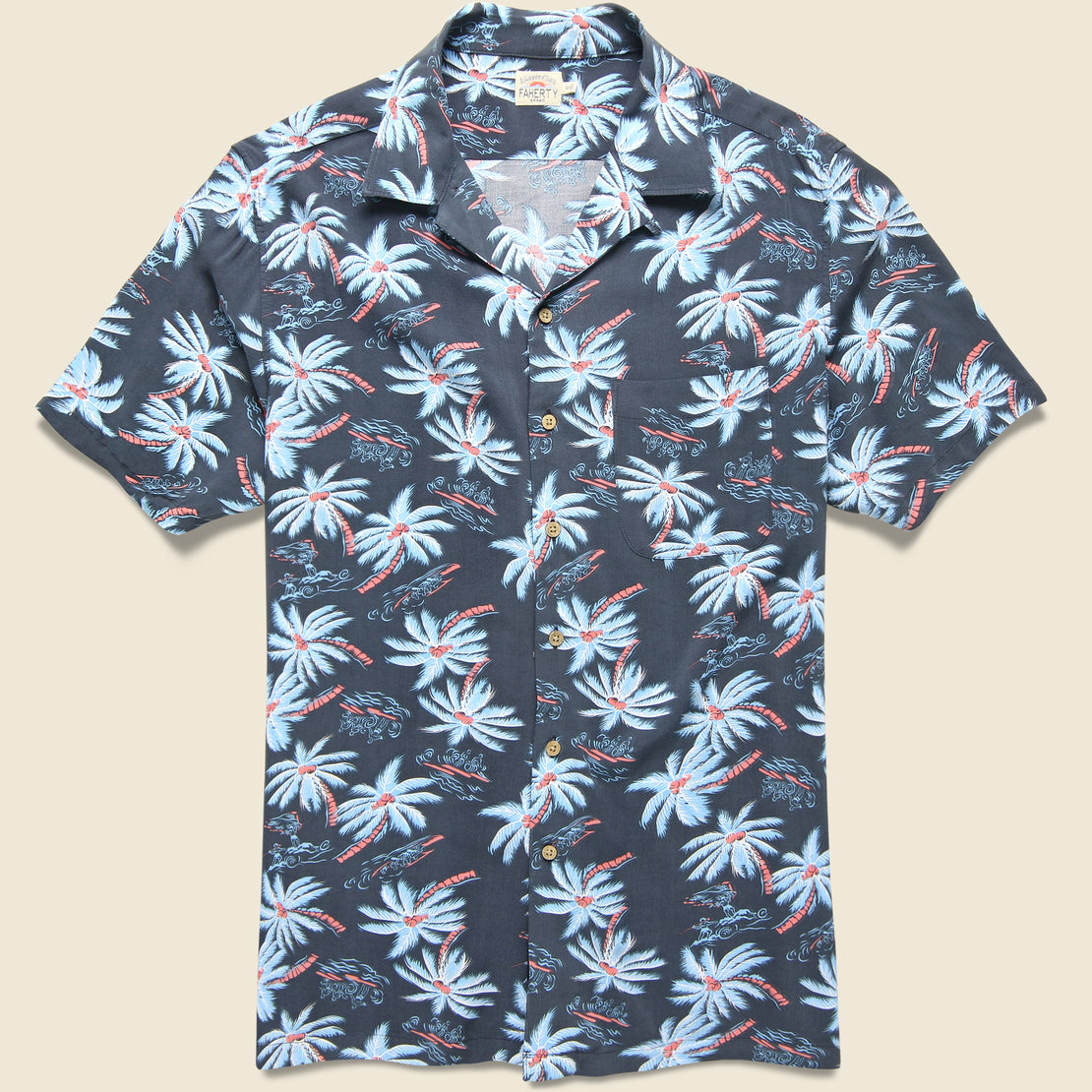 Faherty Kona Camp Shirt - Midnight Palm Hawaiian