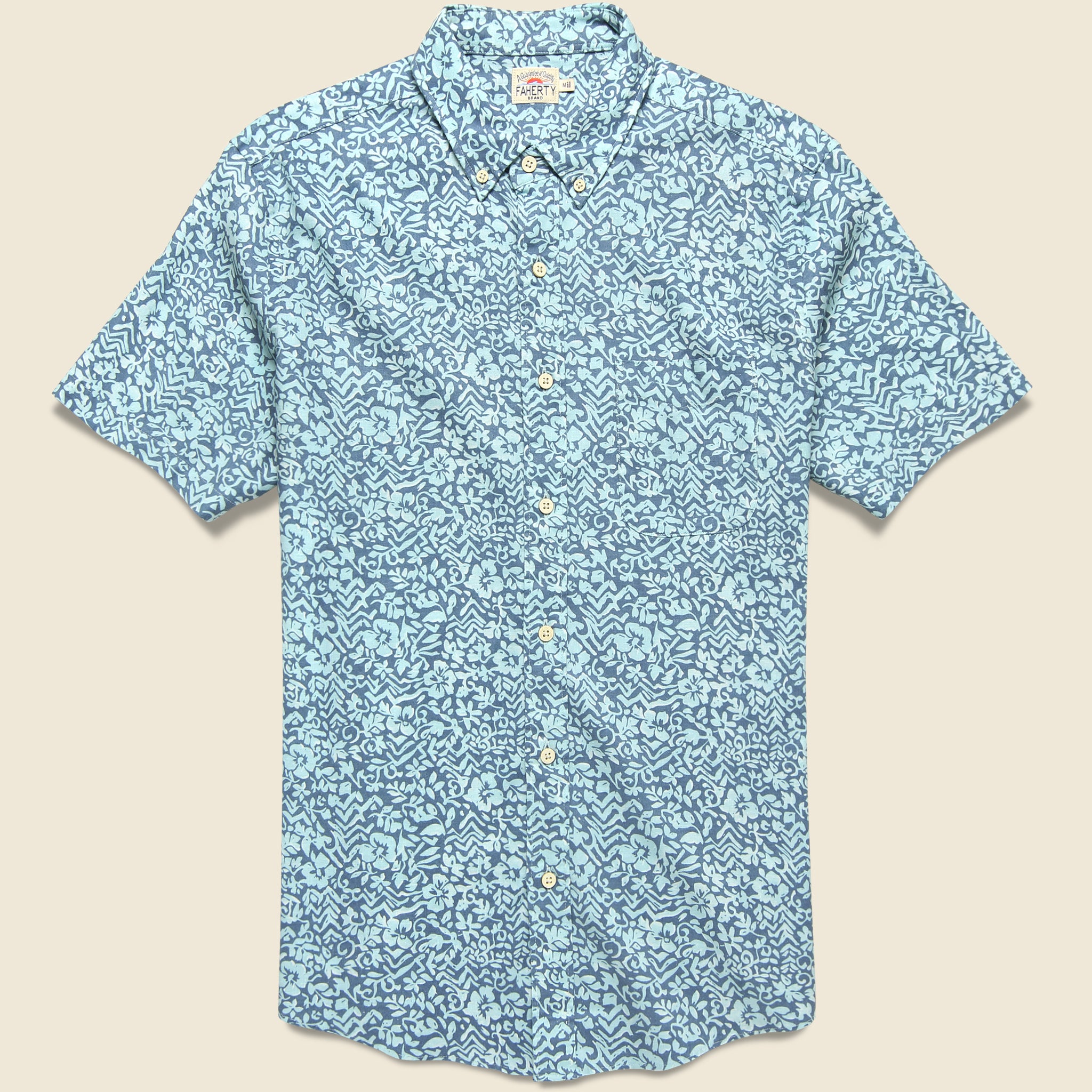 Breeze Shirt - Teal Waters Hilo - Faherty - STAG Provisions - Tops - S/S Woven - Other Pattern