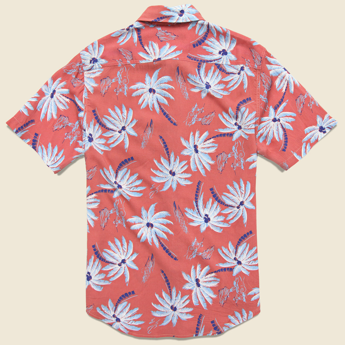 Rayon Hawaiian Shirt - Red Palm