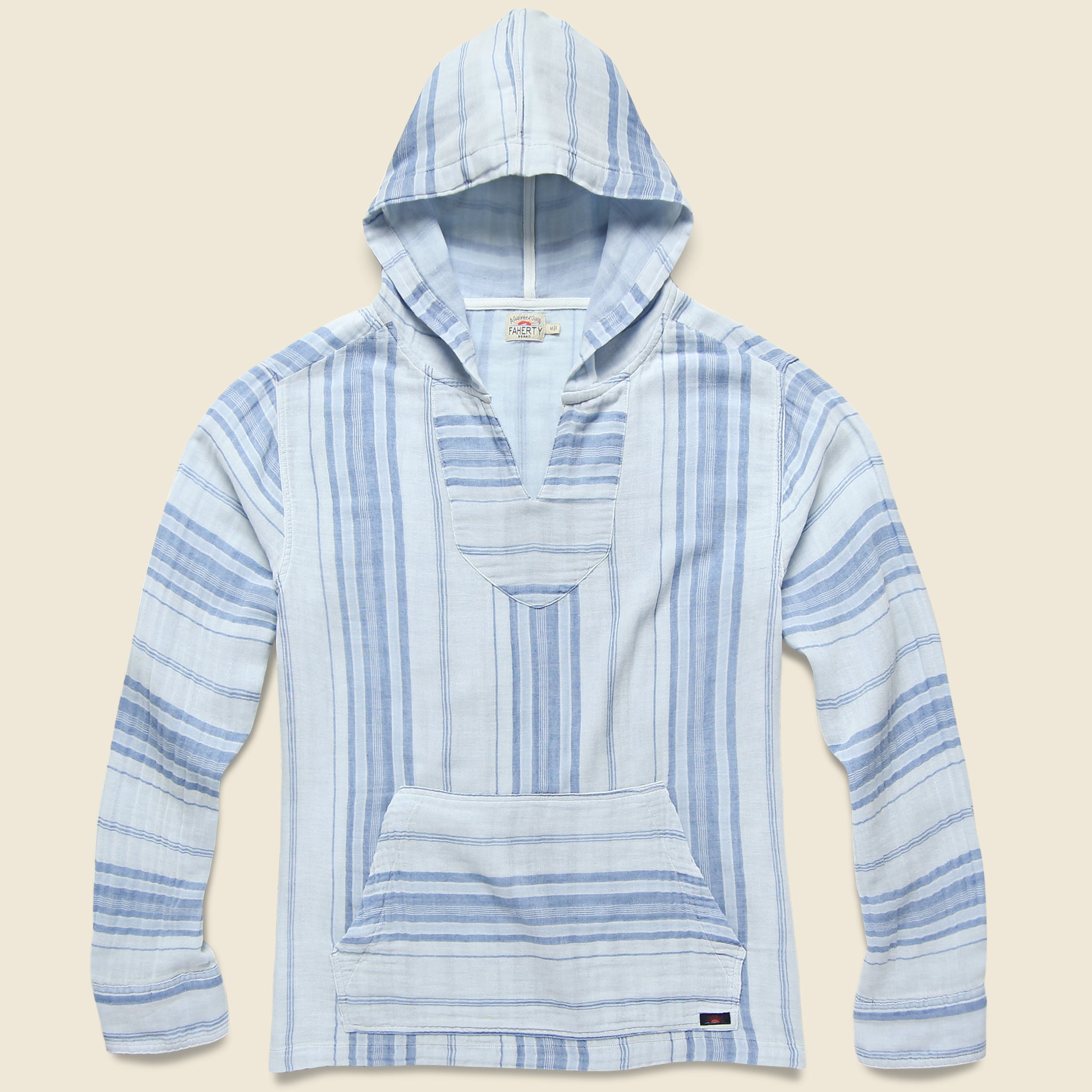 Doublecloth Baja Poncho - Light Indigo Serape - Faherty - STAG Provisions - Tops - Fleece / Sweatshirt