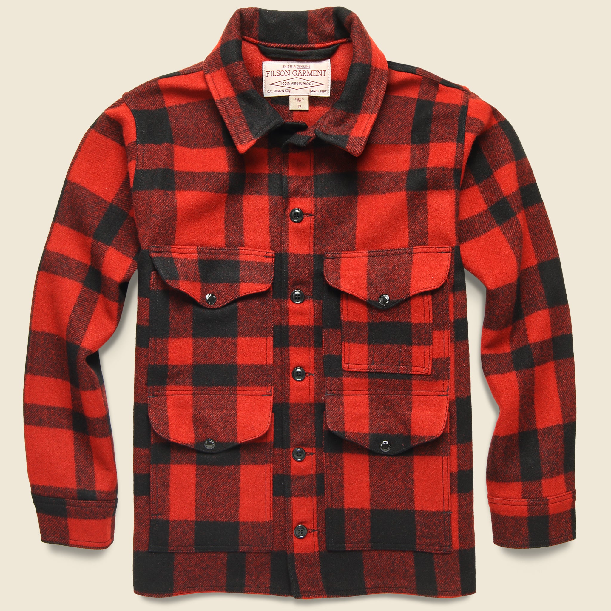 Mackinaw Wool Cruiser Jacket - Red/Black - Filson - STAG Provisions - Outerwear - Coat / Jacket