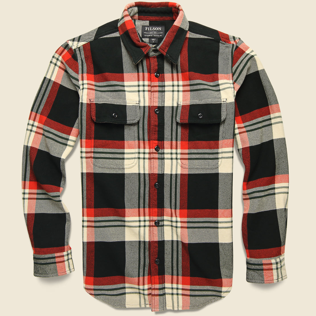 Filson Vintage Flannel Workshirt - Black/Red