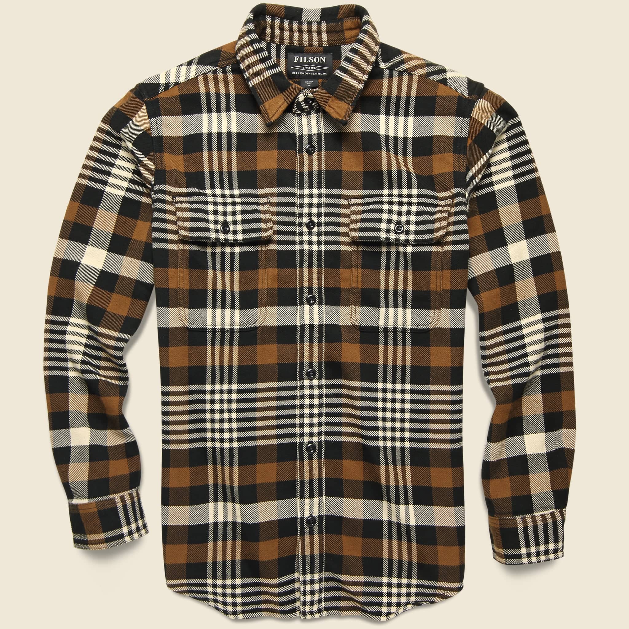 Vintage Flannel Workshirt - Black/Brown - Filson - STAG Provisions - Tops - L/S Woven - Plaid