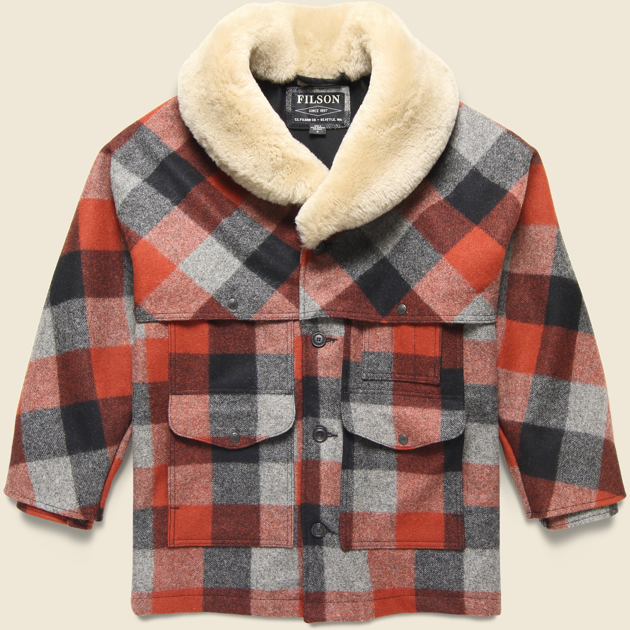 Lined Wool Packer Coat - Black/Charcoal/Rust - Filson - STAG Provisions - Outerwear - Coat / Jacket