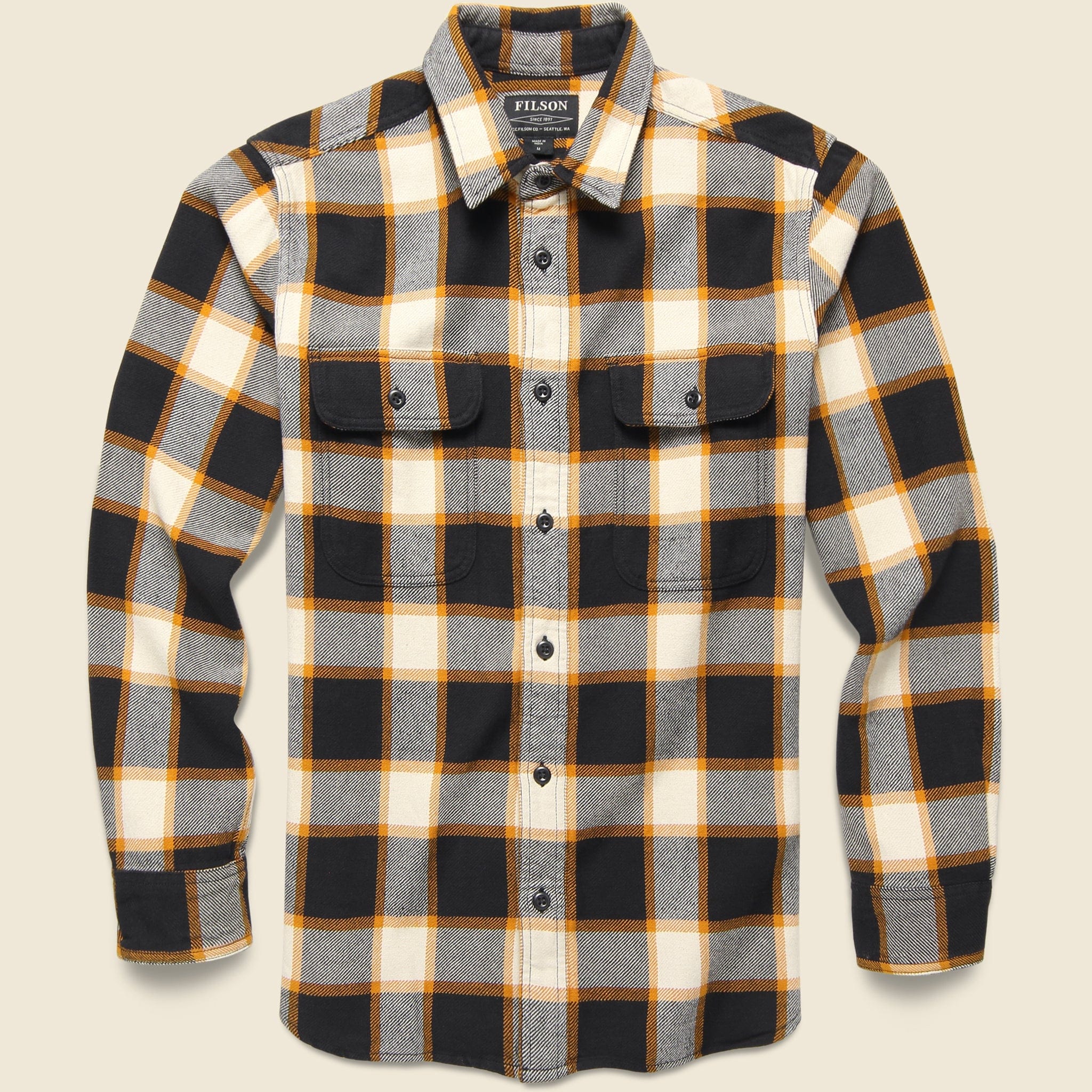 Vintage Flannel Work Shirt - Black/Natural/Gold - Filson - STAG Provisions - Tops - L/S Woven - Plaid