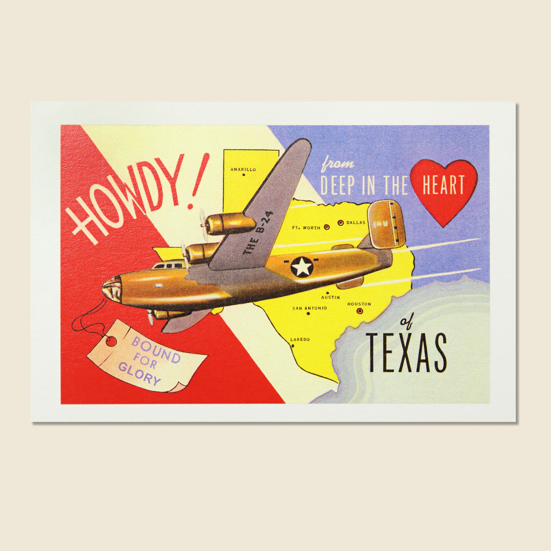 Paper Goods Howdy Texas Airplane Postcard