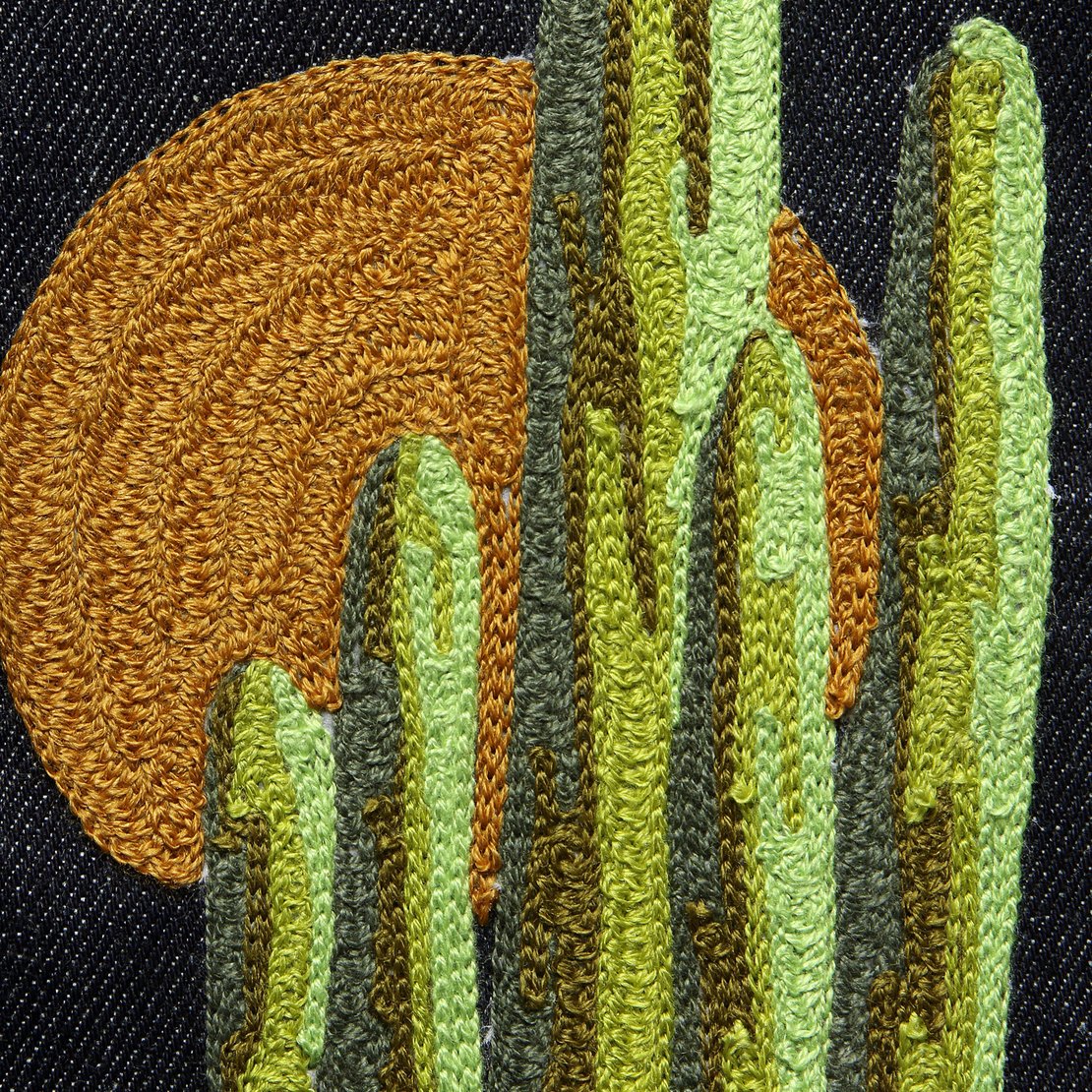 Large Direct Stitch Embroidery - Sunset Saguaro Cactus
