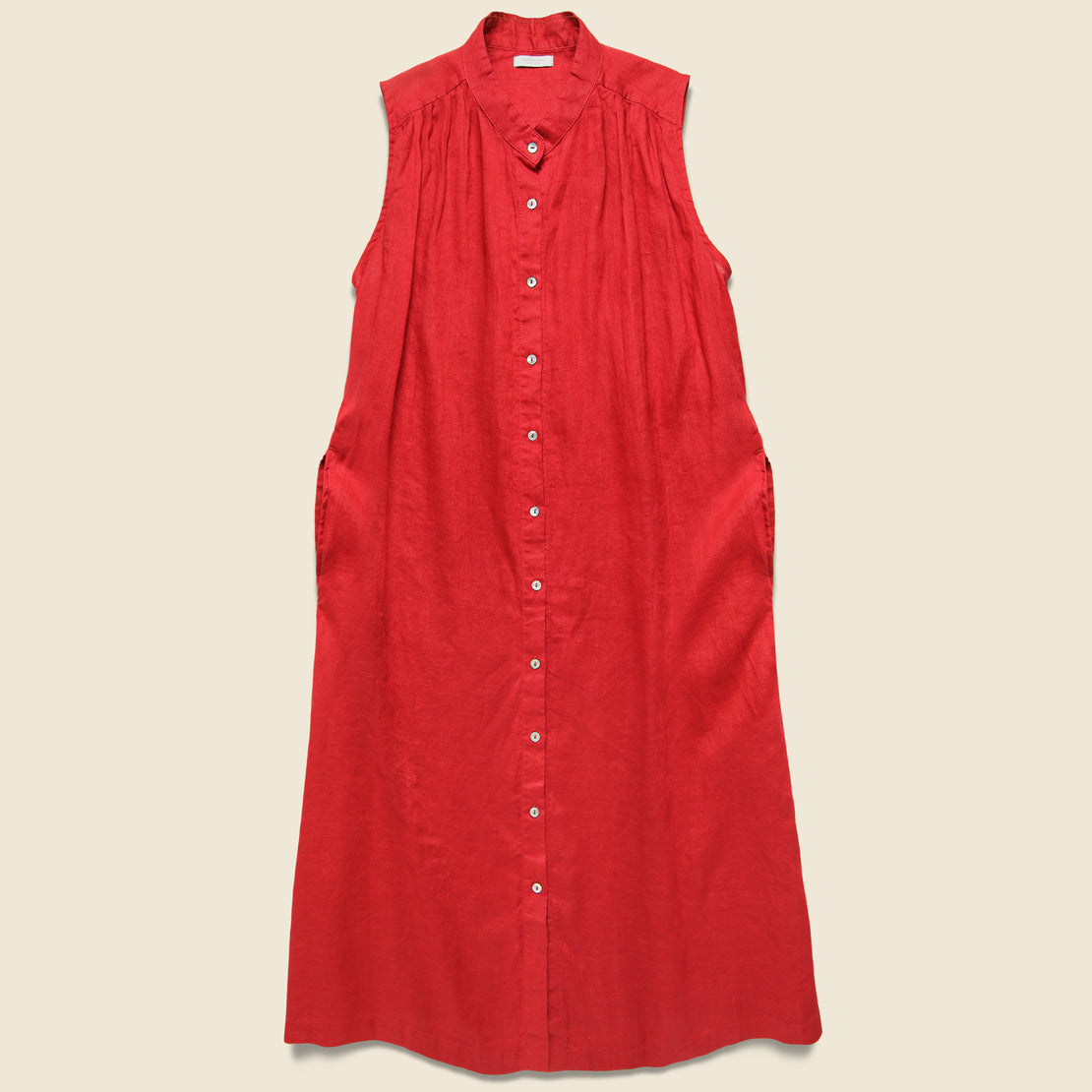 Fog Linen Ellen Sleeveless Button Front Dress - Coquelico