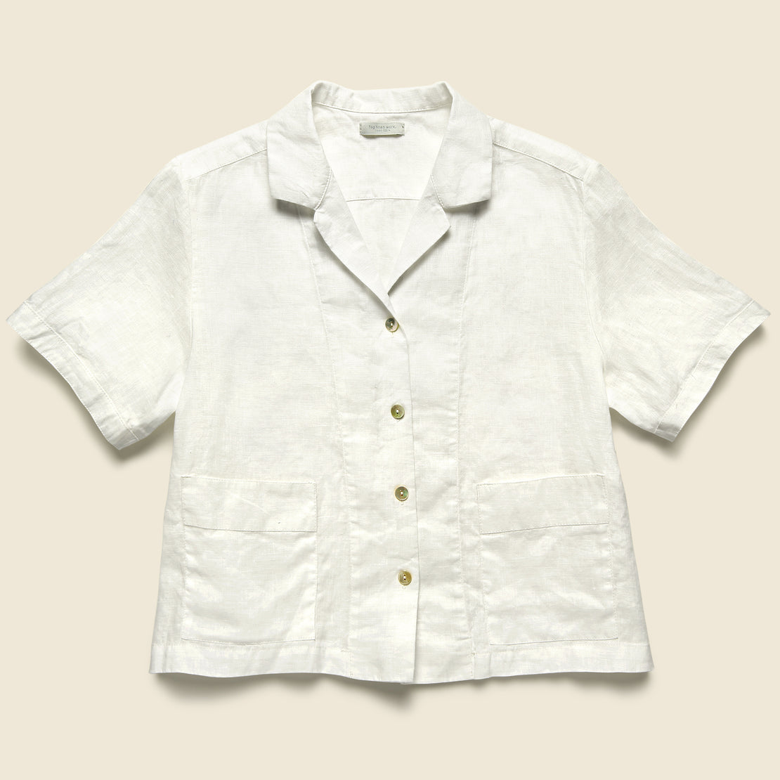 Fog Linen Front Pocket Shirt - White