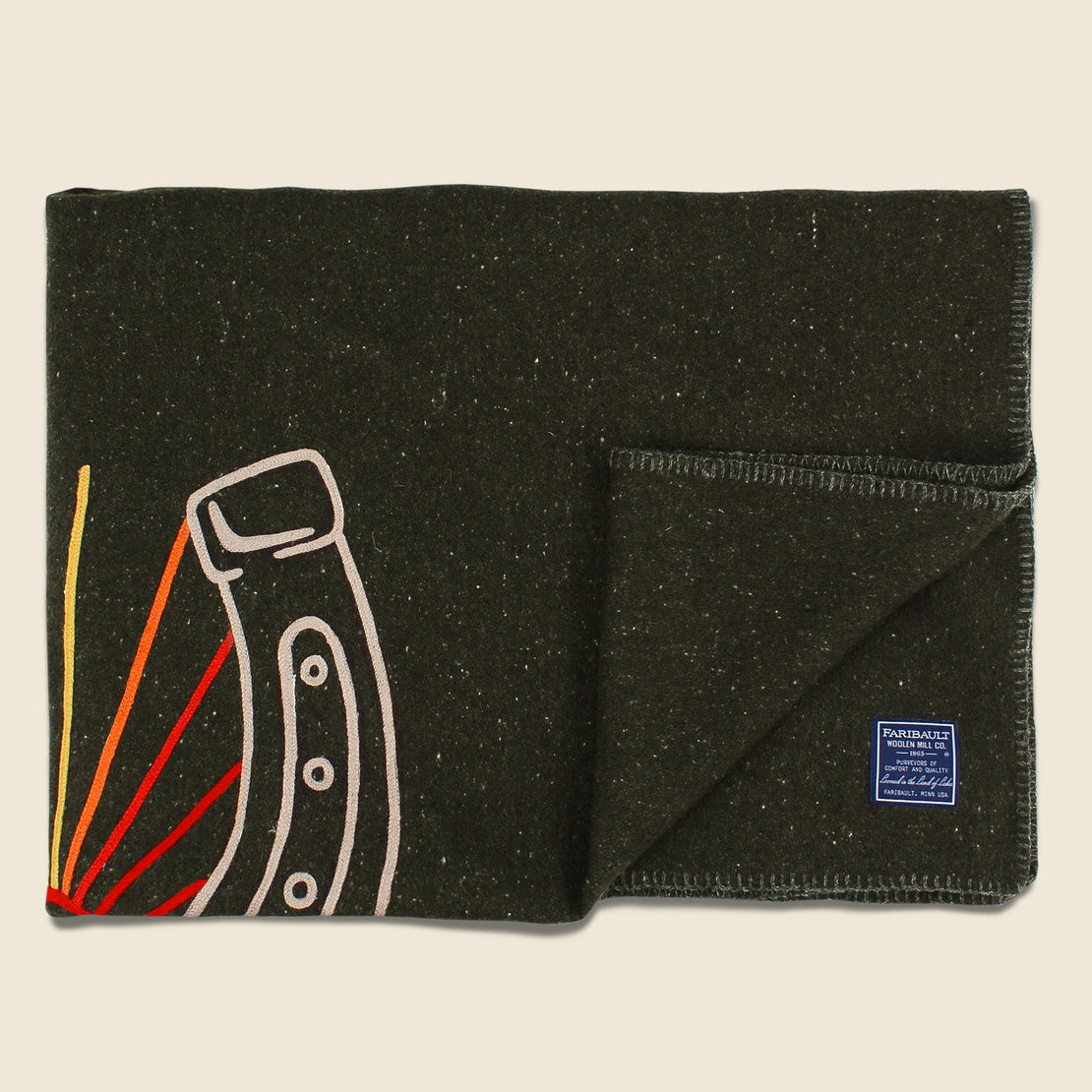 Wool Utility Blanket - Lucky Horseshoe, Olive - Fort Lonesome - STAG Provisions - Gift - Blankets