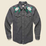 Ft. Lonesome x STAG Poppies Denim Western Shirt - Fort Lonesome - STAG Provisions - Tops - L/S Woven - Other Pattern