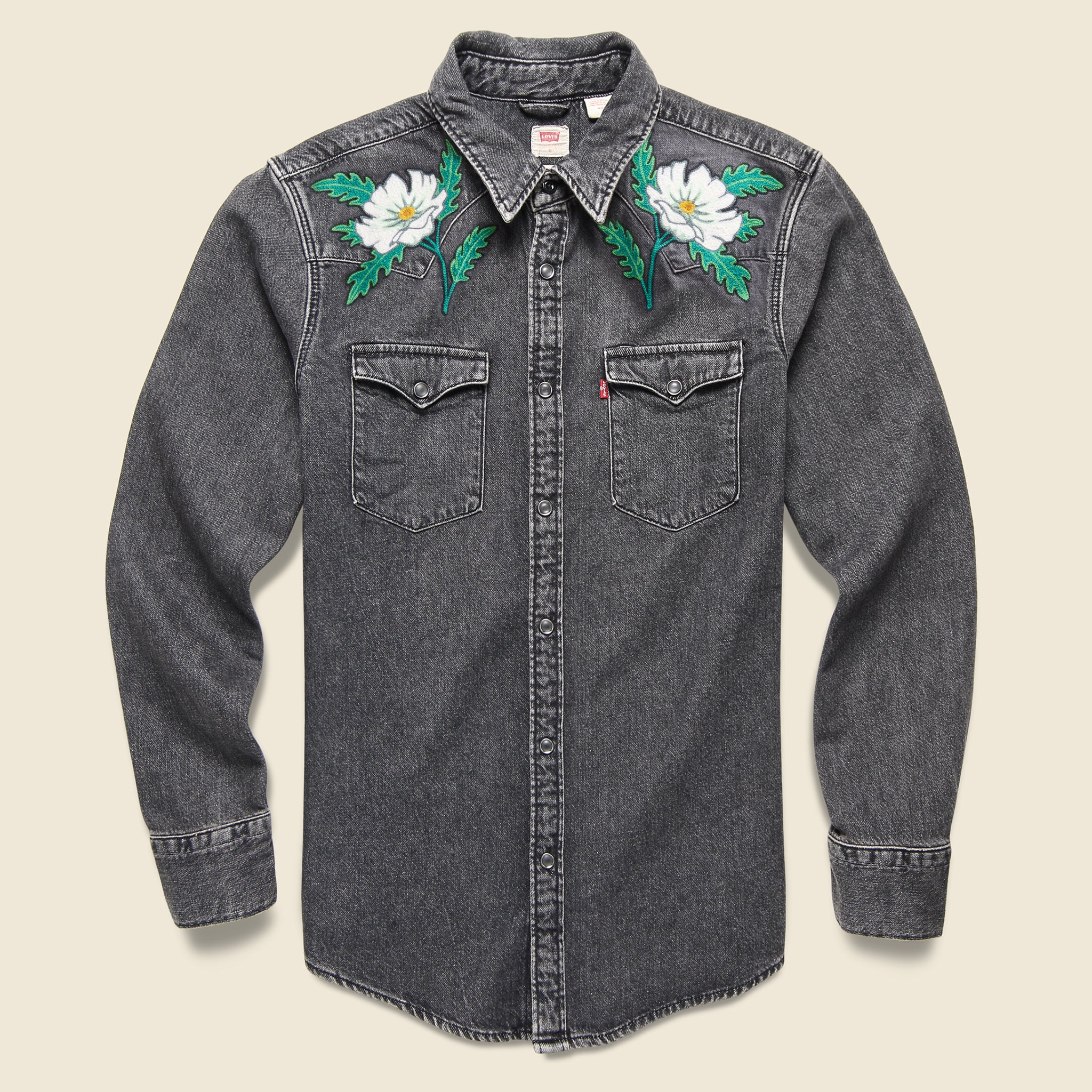 Ft. Lonesome x STAG Poppies Denim Western Shirt - Fort Lonesome - STAG Provisions - Tops - L/S Woven - Other Pattern