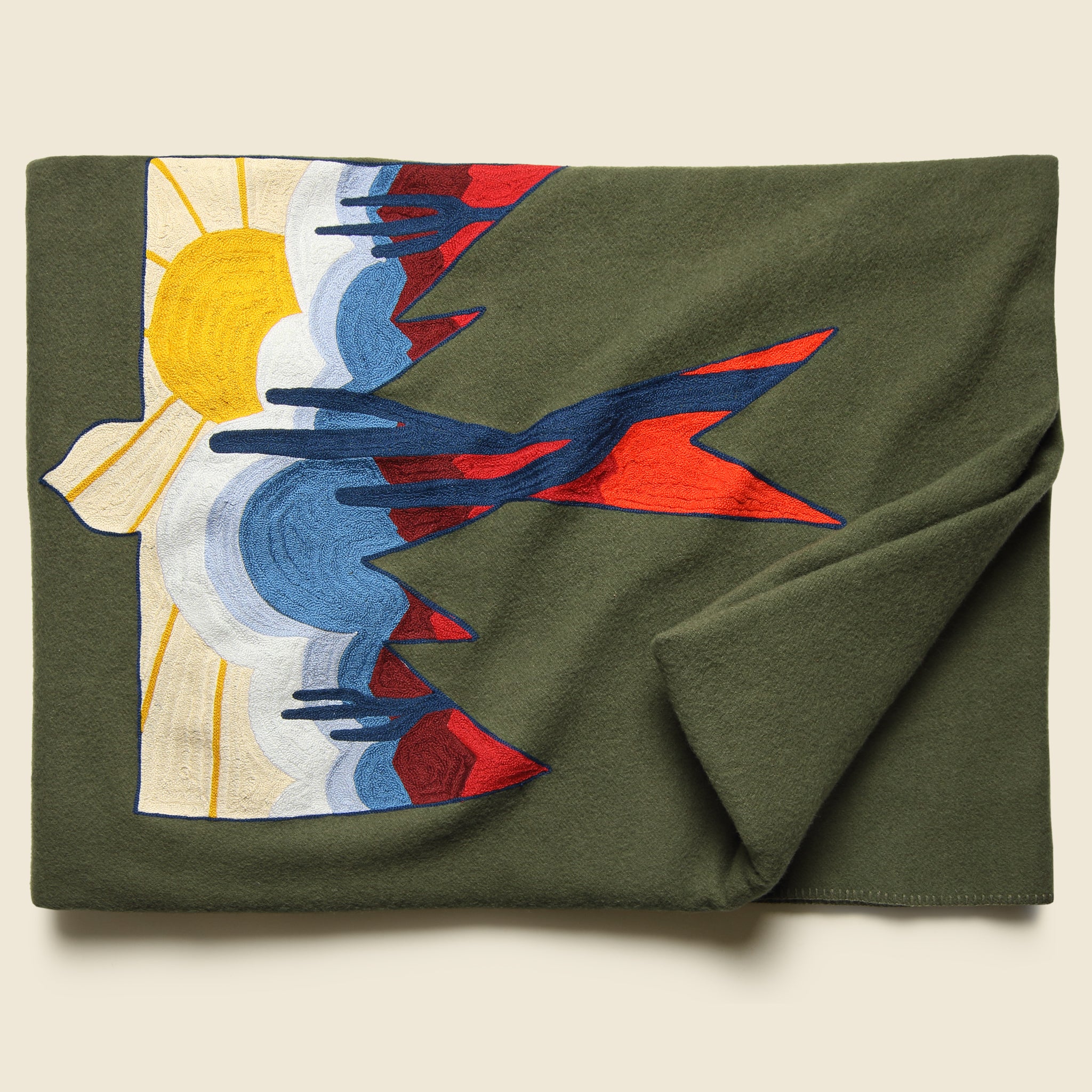 Desert Thunderbird Large Wool Blanket - Olive - Fort Lonesome - STAG Provisions - Gift - Blankets