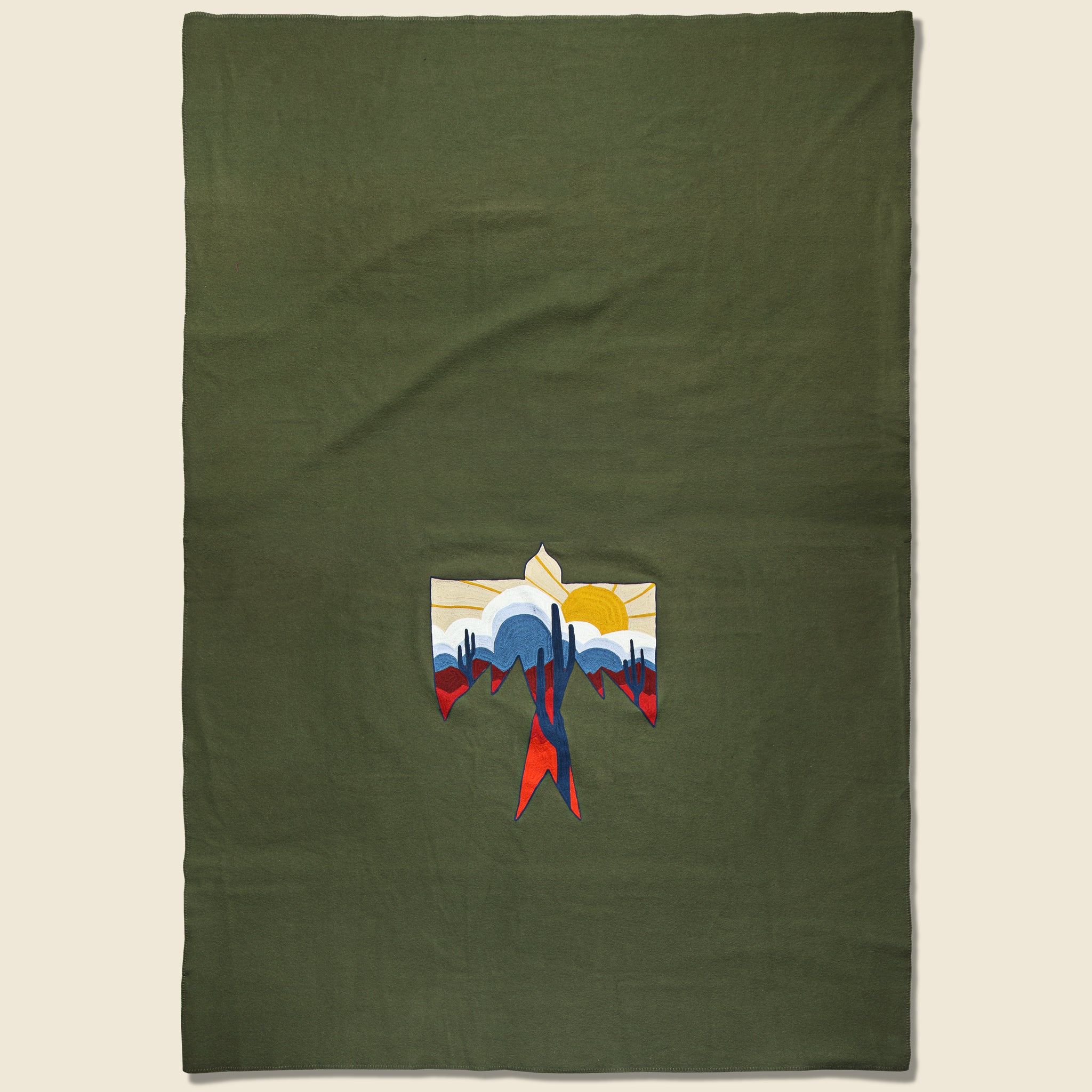 Desert Thunderbird Large Wool Blanket - Olive - Fort Lonesome - STAG Provisions - Gift - Blankets