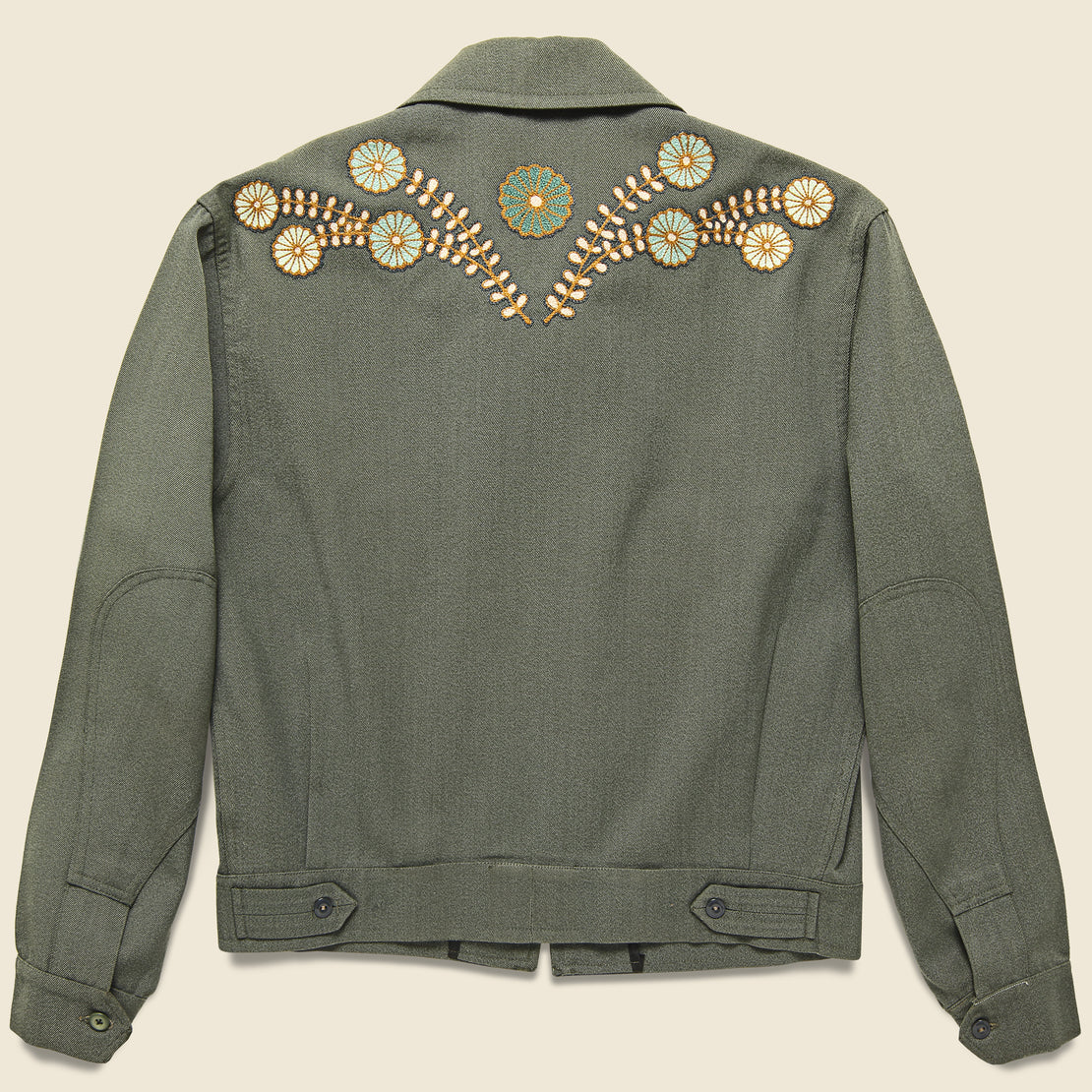 Fort Lonesome Squash Blossom Military Cropped Jacket - Sage Green